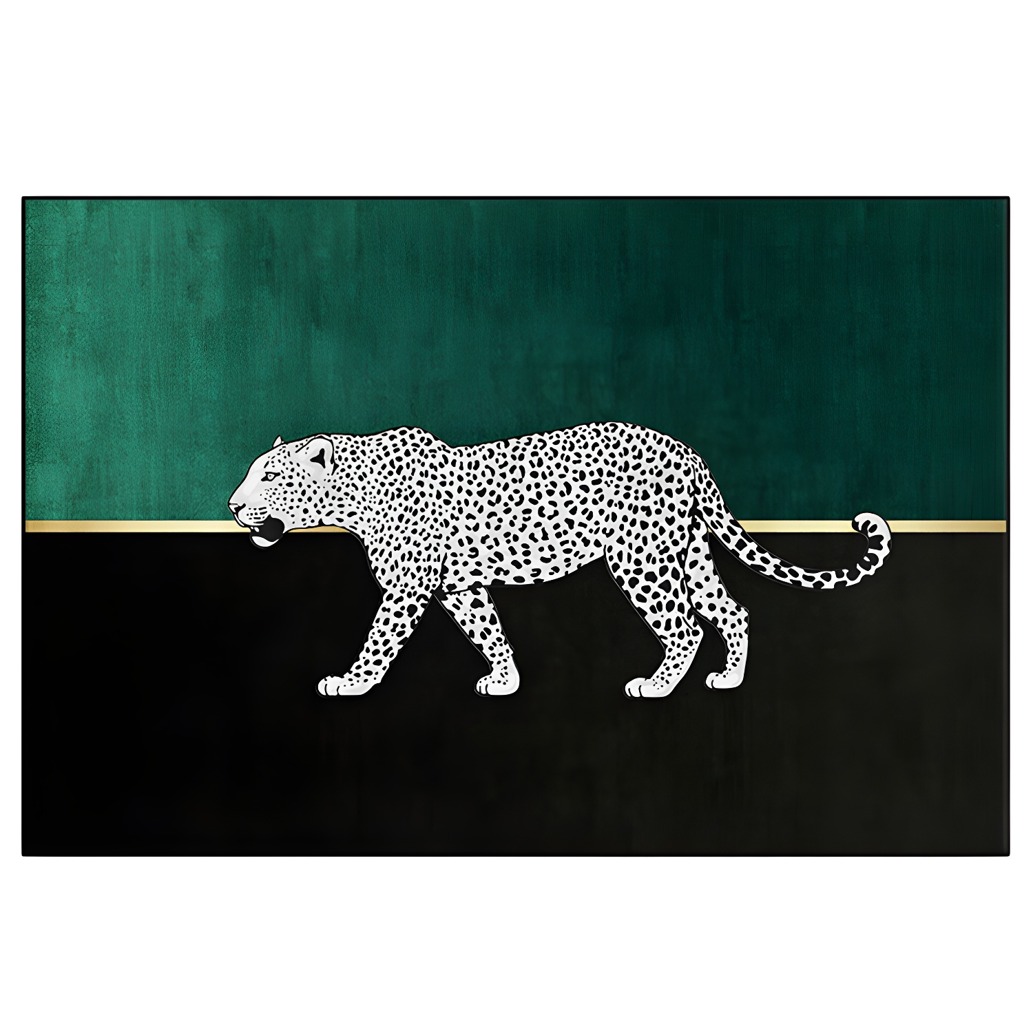 Aesthetic Leopard Area Rug Green Modern Carpet Polyester Anti-Slip Backing Carpet for Home Decoration