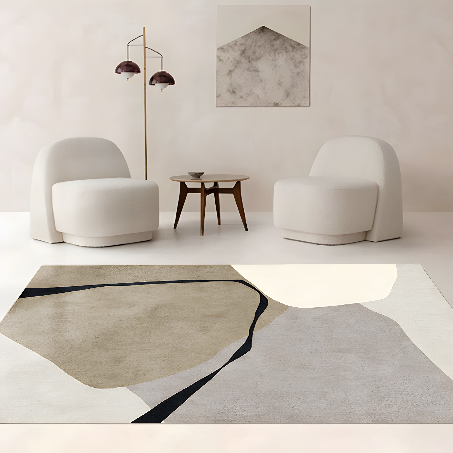 Abstract Patchwork Area Rug Creative Minimalist Carpet Polyester Anti-Slip Backing Rug for Living Room