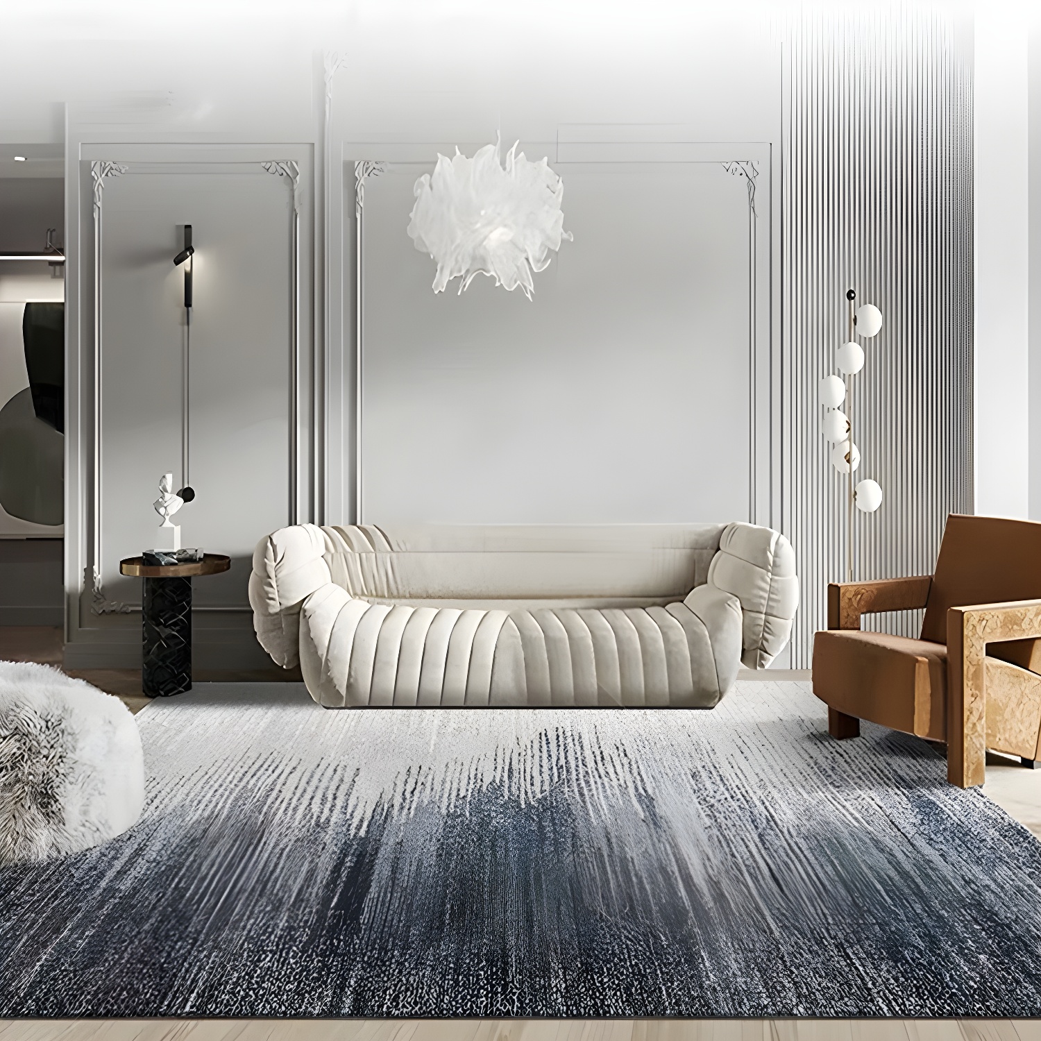 Simple Colour Mixed Rendering Rug Imitation Cashmere Distressed Carpet Non-Slip Backing Indoor Rug for Living Room