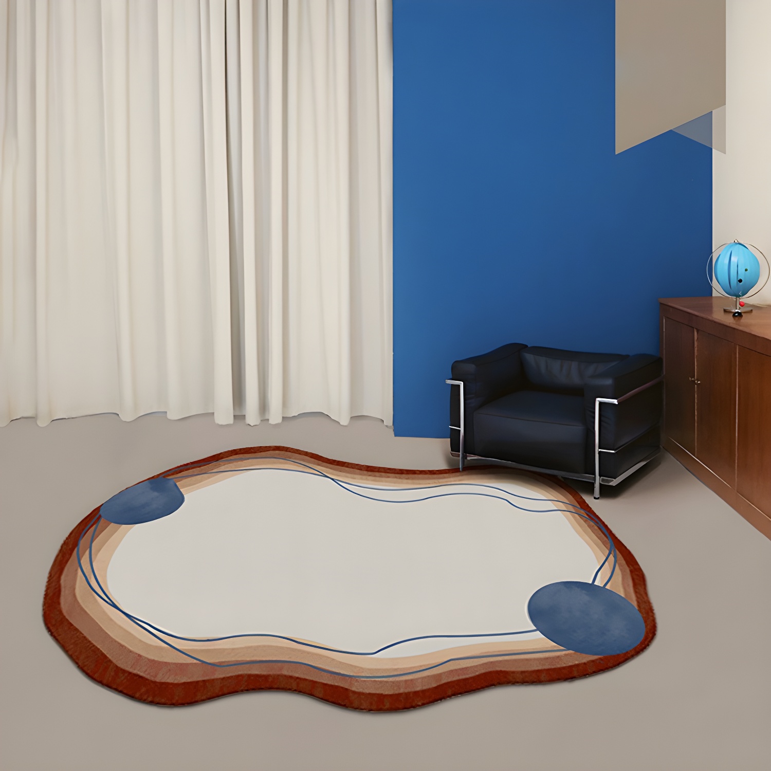 Novelty Shape Trendy Area Rug Casual Colour-block Area Carpet Anti-Slip Backing Rug for Home Decor