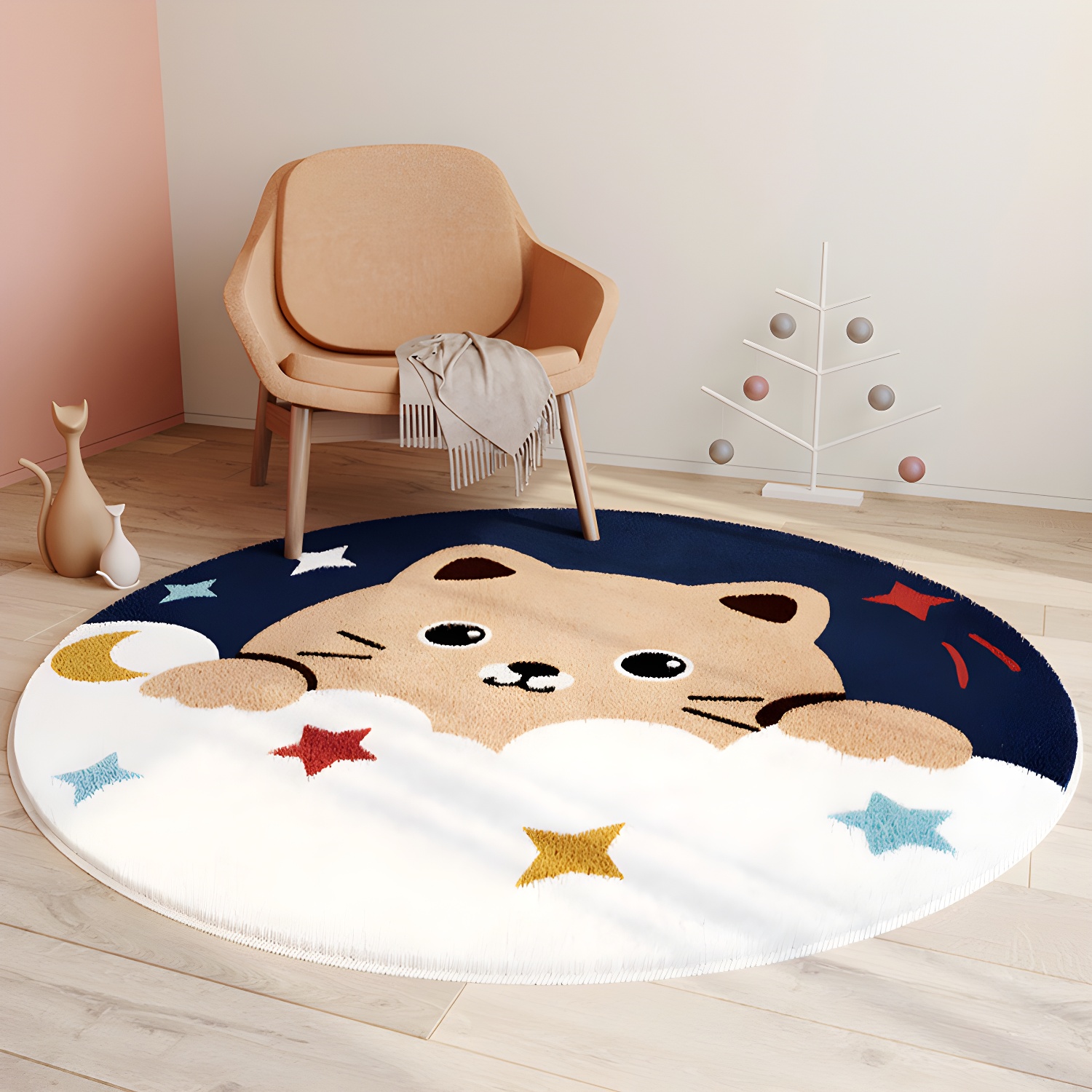 Multicolour Cartoon Indoor Rug Lovely Modern Kids Rug Polyester Anti-Slip Backing Rug for Home Decor