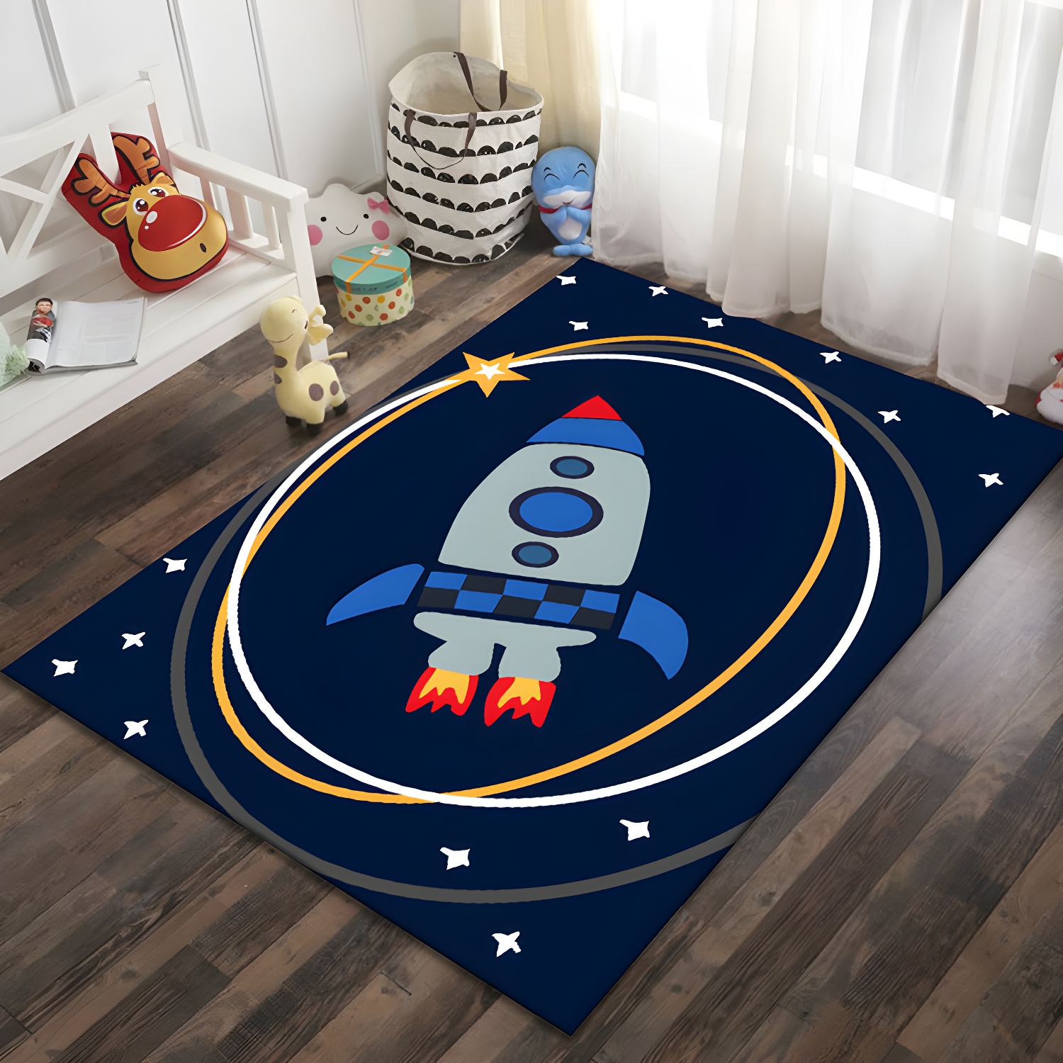 Individuality Cartoon Children's Rug Lovely Modern Area Carpet Stain Resistant Rug for Kids Room