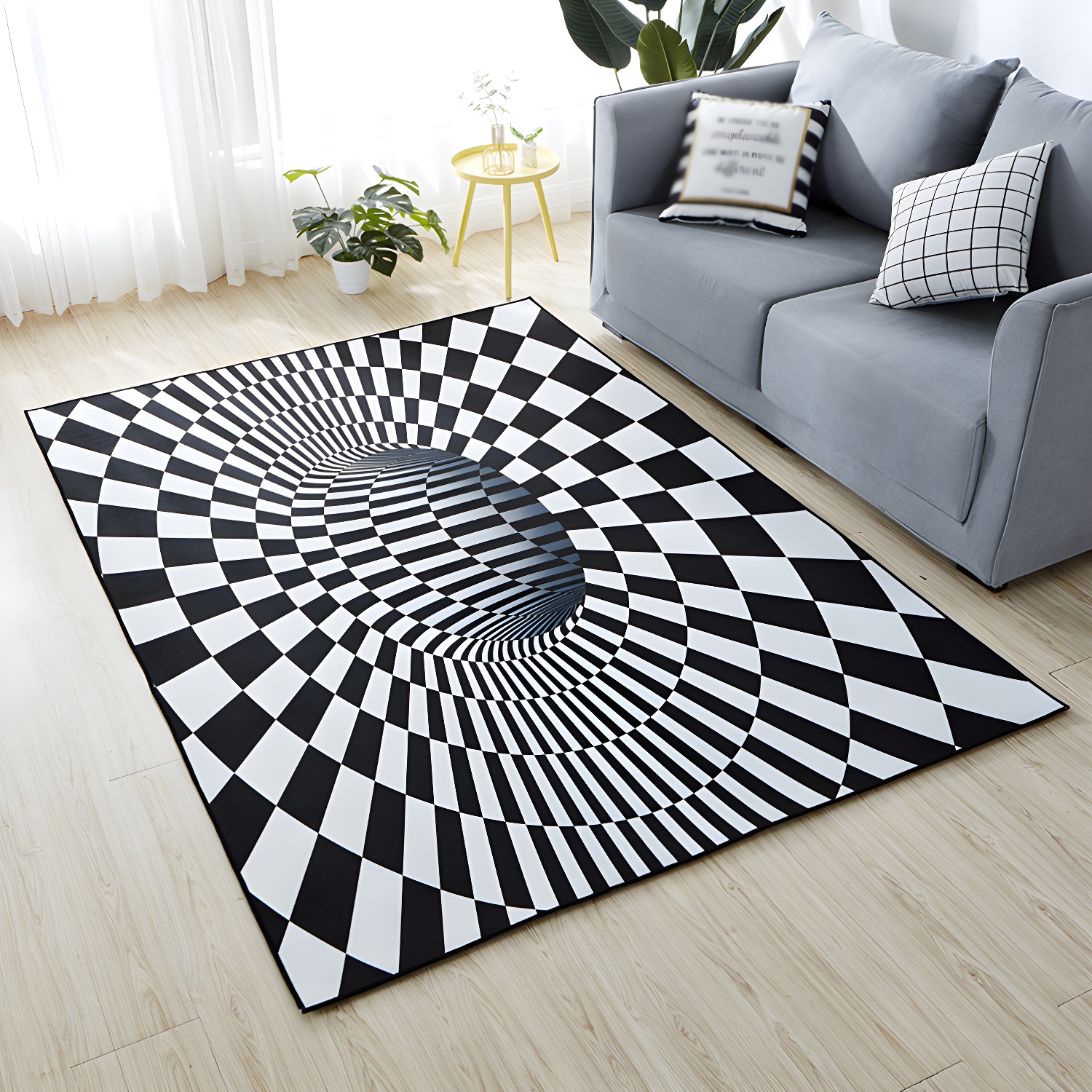 3D Effect Area Rug Polyester Novelty Carpet Non-Slip Backing Rug for Living Room