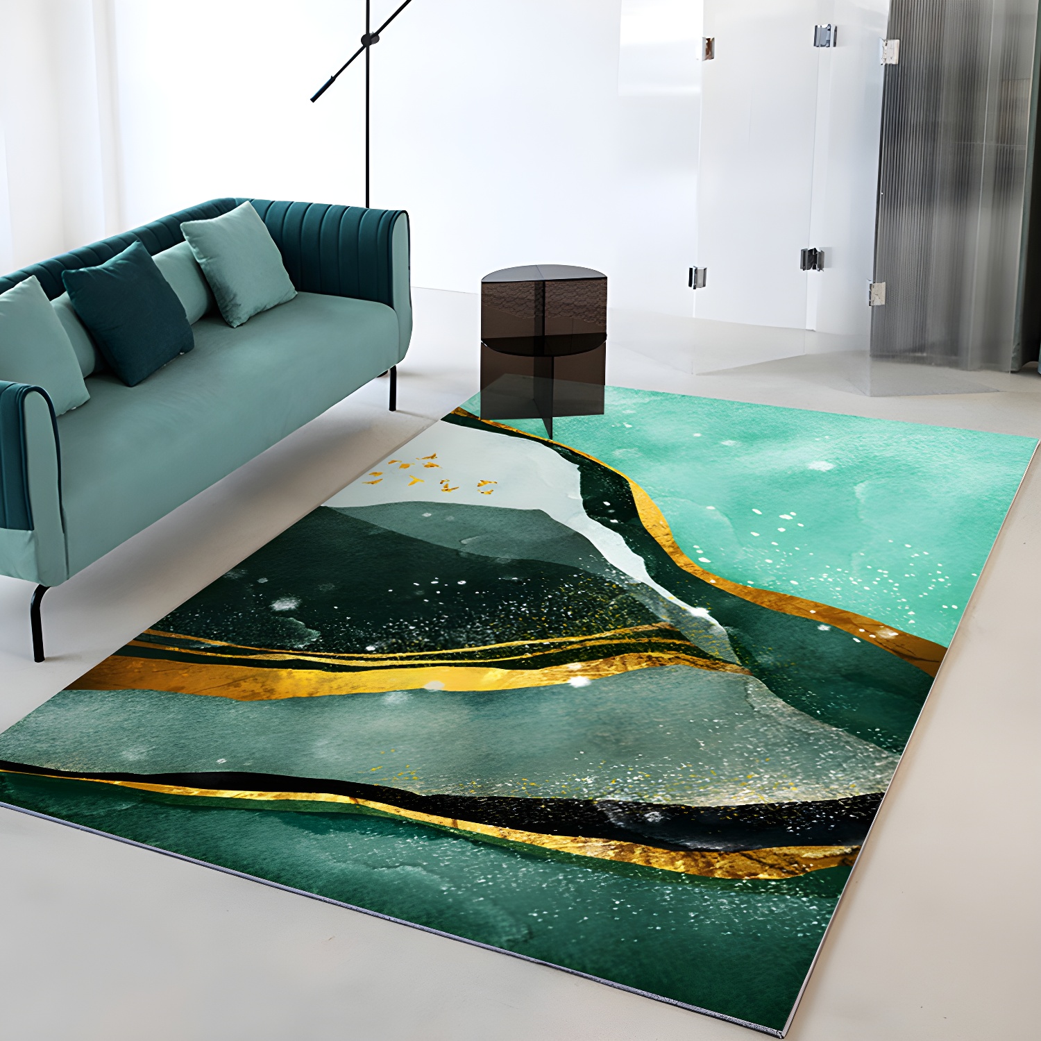 Gorgeous Creative Rug Dark Coloured Geometric Indoor Carpet Polyester Stain Resistant Rug for Living Room