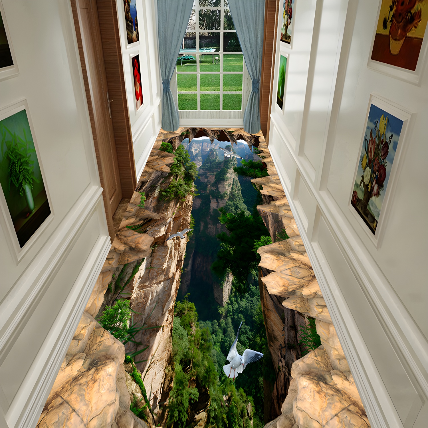 Multicolour Modern Area Carpet Polyester Three-Dimensional Printing Indoor Rug Easy Care Carpet for Living Room