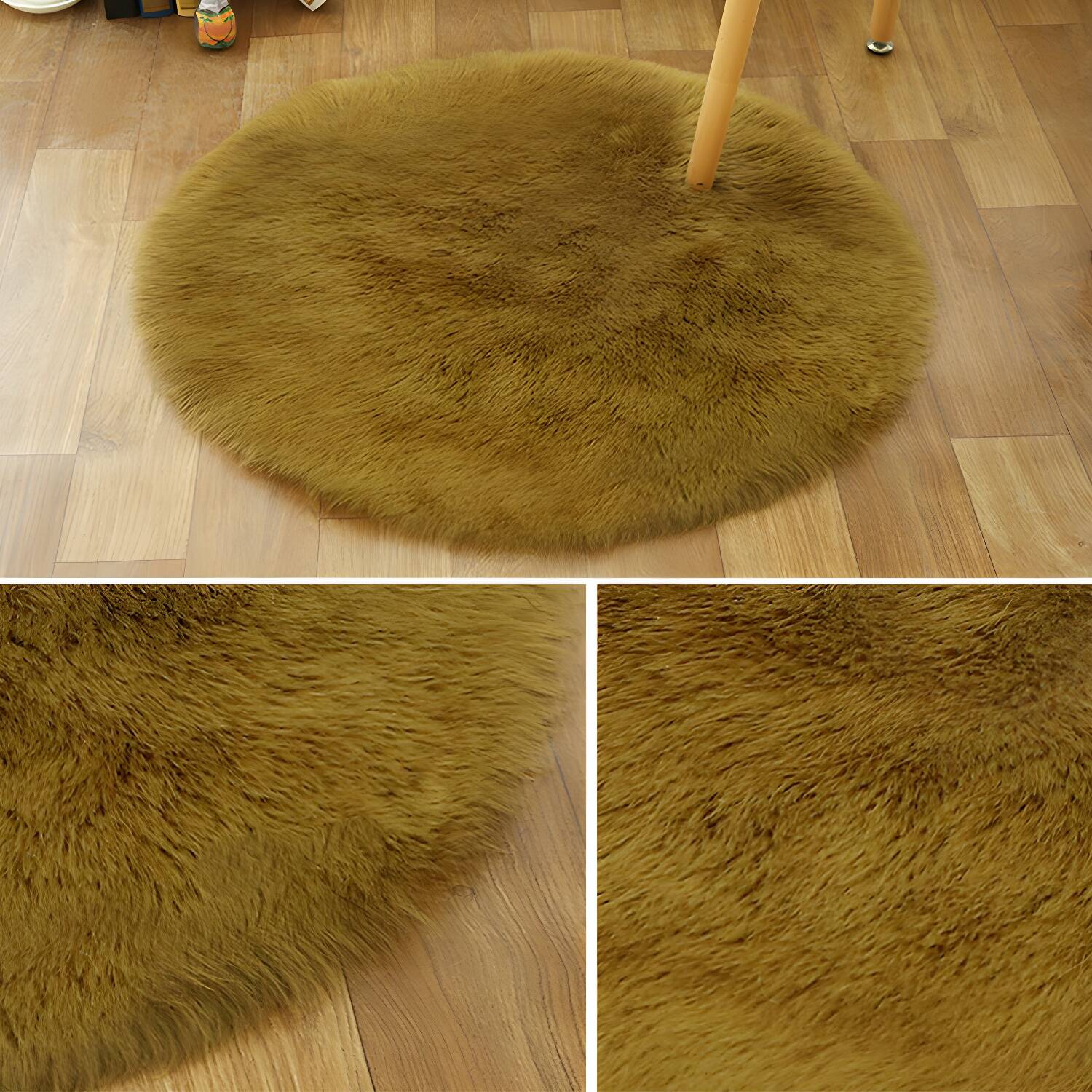 Multicoloured Funky Round Rug Comfort Modern Plain Shag Carpet Polyester Stain Resistant Indoor Rug for Home Decoration