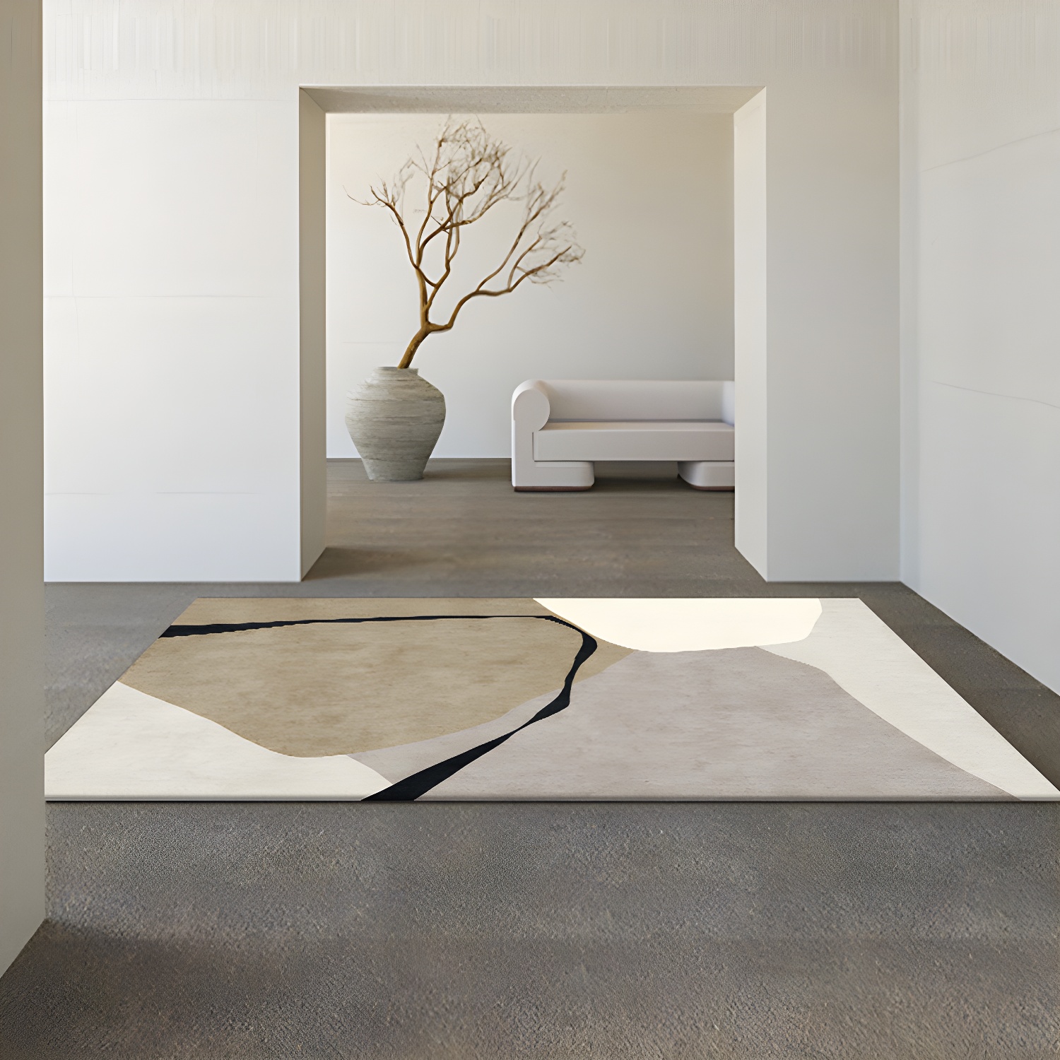 Simplicity Expressionism Area Rug Multicoloured Irregular Colour-block Rug Polyester Anti-Slip Backing Carpet for Bedroom