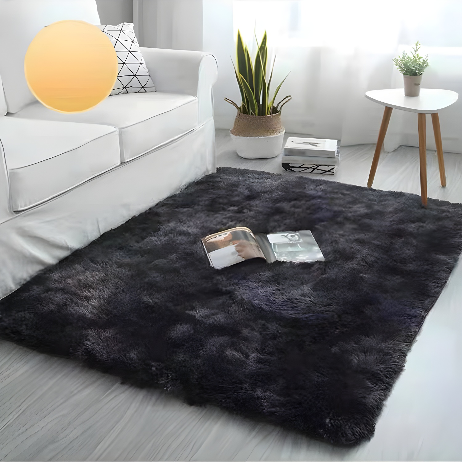 Multicolour Plain Rug Polyester Minimalist Anti-Slip Backing Indoor Rug for Home Decoration