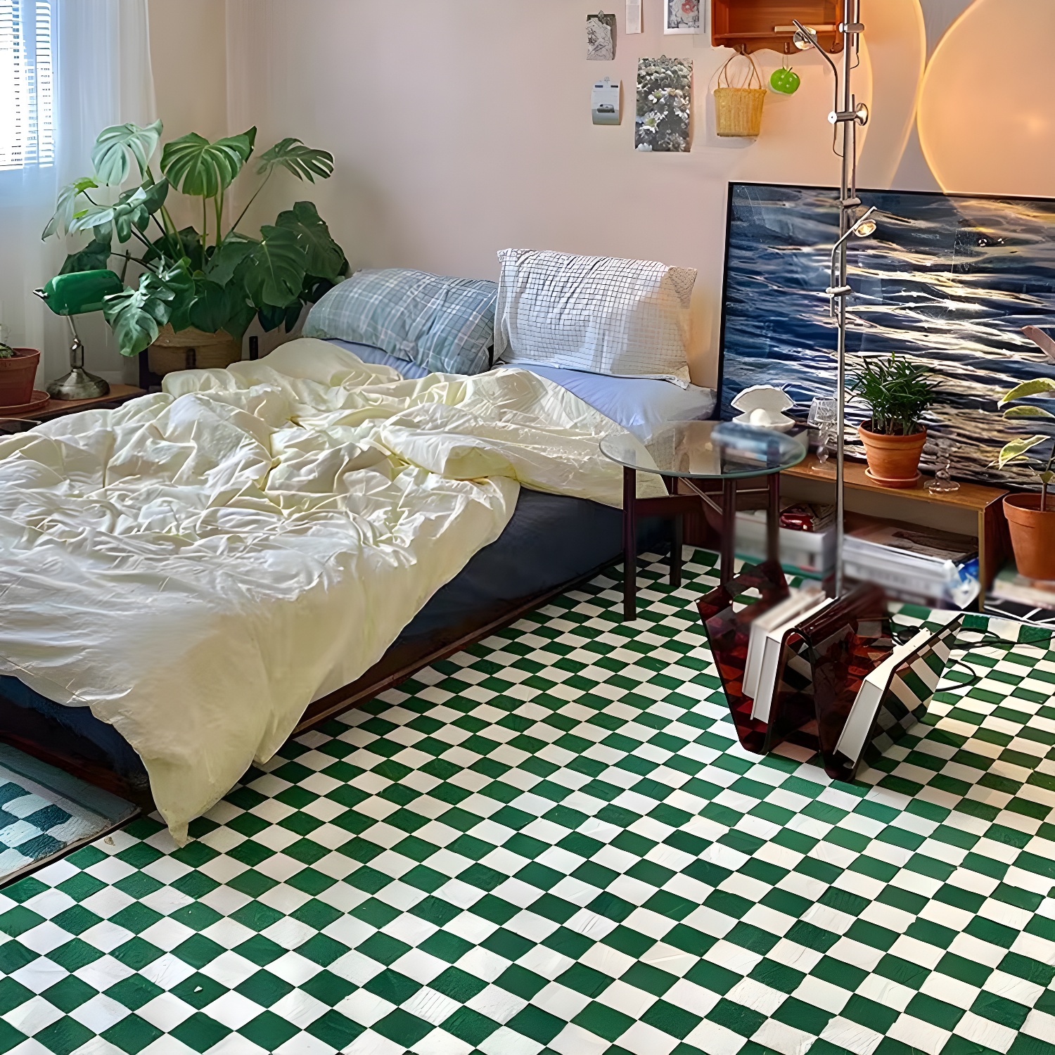 Brightly Coloured Funky Rug Trellis Pattern Carpet Polyester Friendly Washable Rug for Home Decor