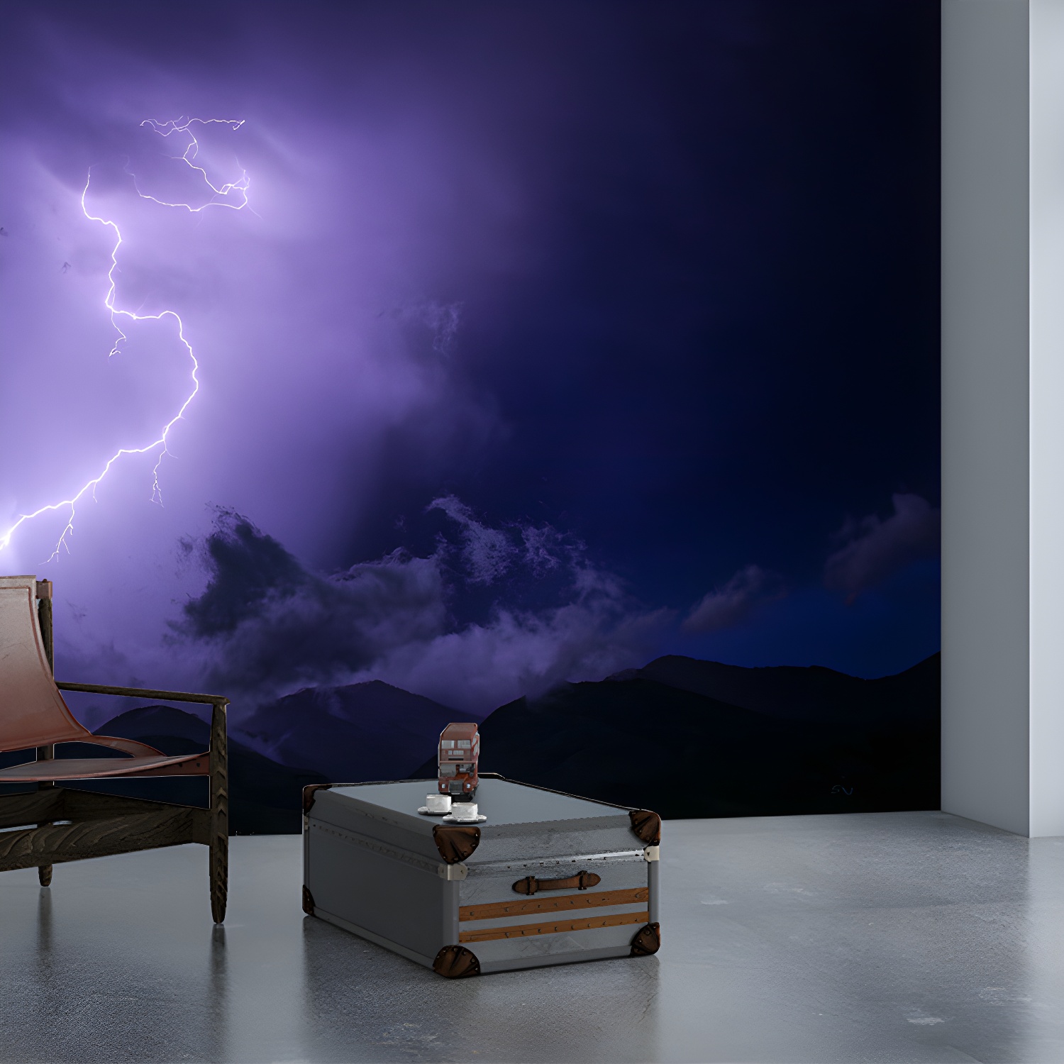 Lightning Sky Scene Mural Wallpaper Decal Decorative Bedroom Wall Covering