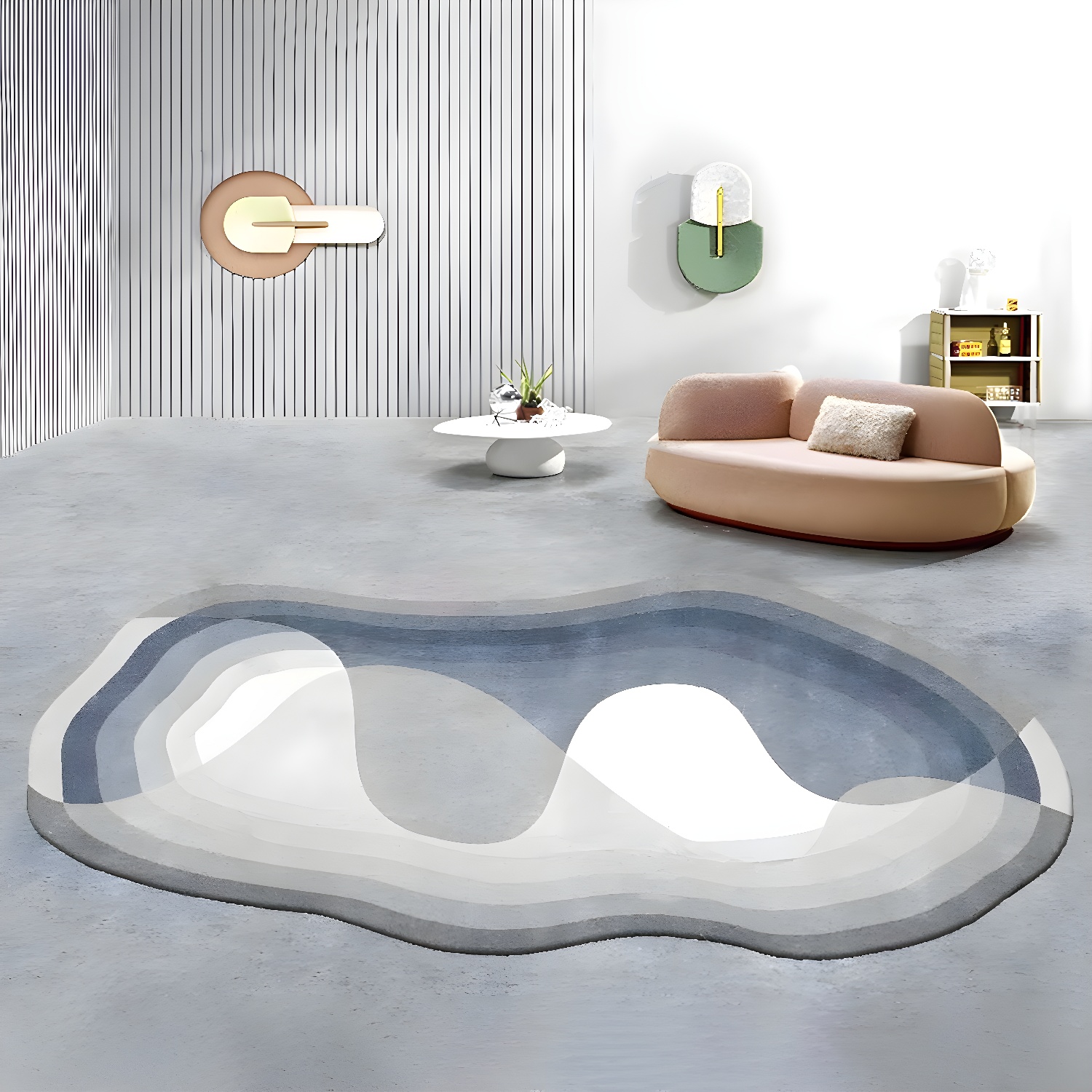 Minimalist Colour Block Rug Polyester Indoor Carpet Stain Resistant Area Rug for Home Decoration