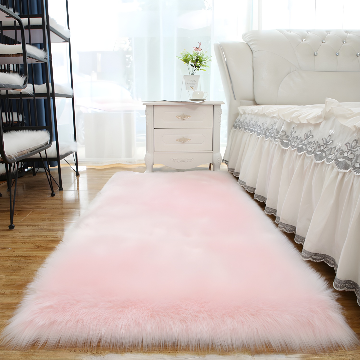 Simplicity Shag Carpet Solid Colour Modern Washable Rug Polyester Stain Resistant Area Carpet