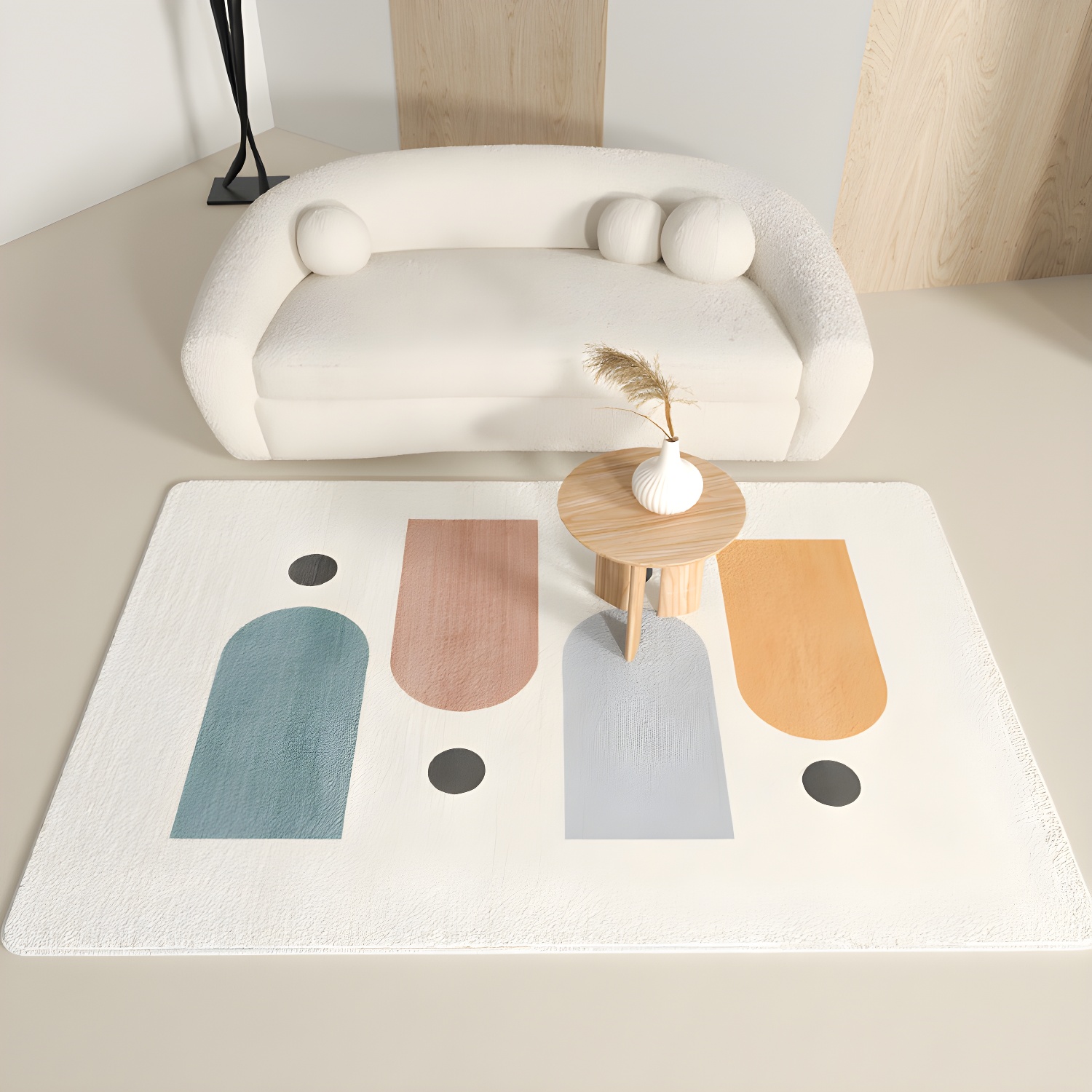 Contemporary Nordic Rug Polyester Novelty Carpet Non-Slip Area Rug for Living Room