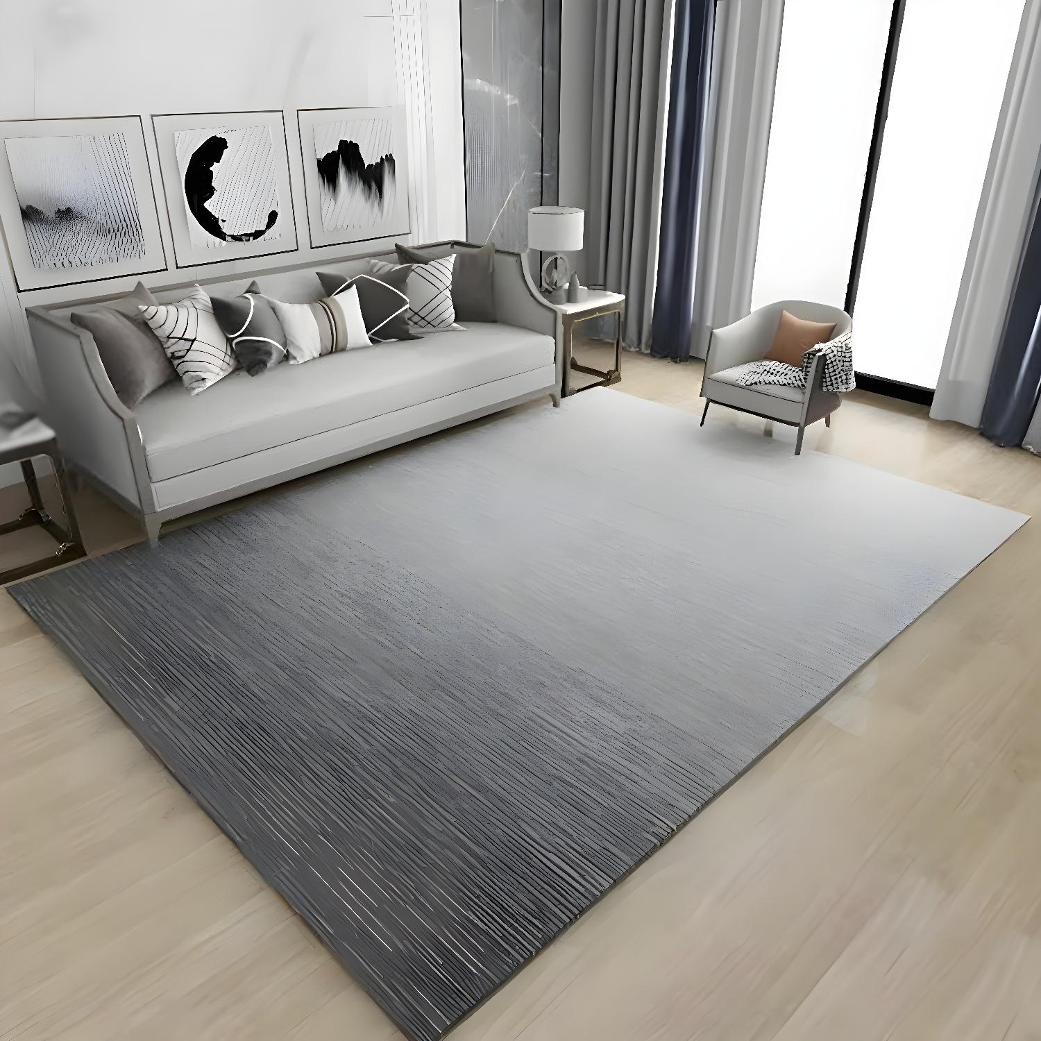 Industrial Ombre Pattern Carpet Polyester Indoor Rug Stain Resistant Area Carpet for Living Room