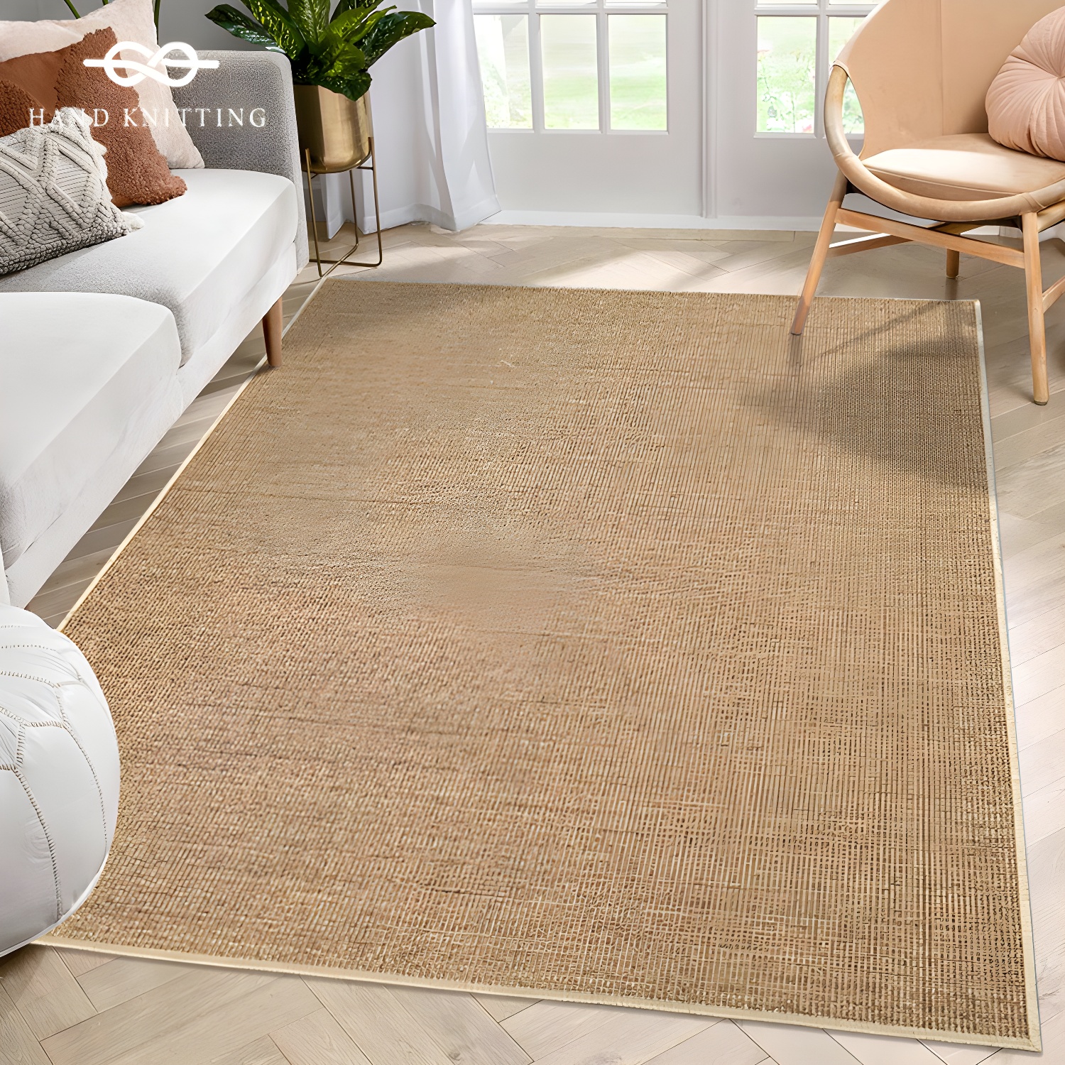 Country Solid Indoor Rug Jute Carpet Non-Slip Backing Area Carpet for Home Decoration
