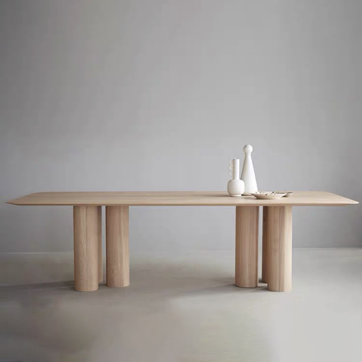 Rectangle Shape Casual Dining Table Solid Wood Fixed Table for Kitchen