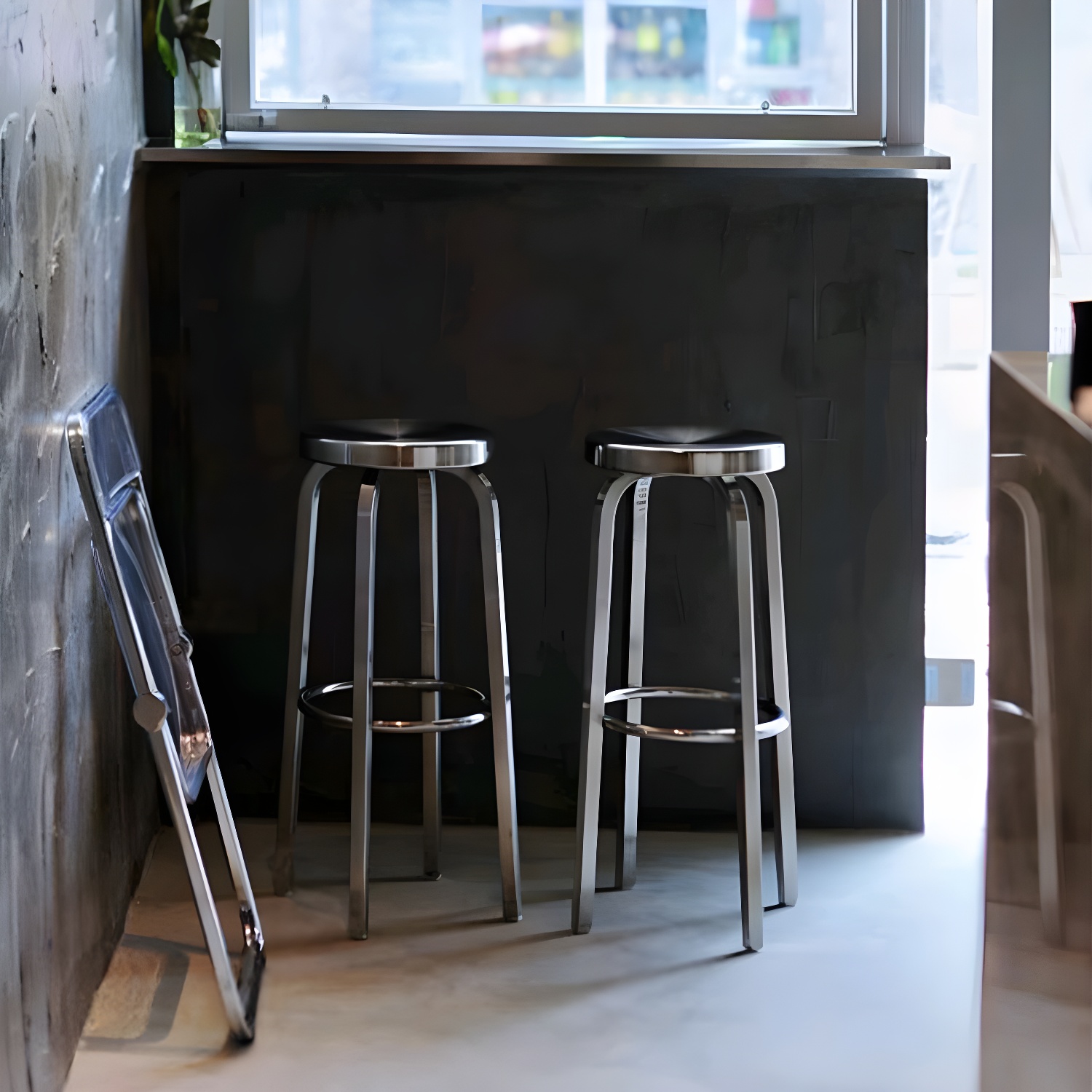 Industrial Style Armless Barstool Stainless Steel Counter Stools for Coffee Shop, 1 Piece