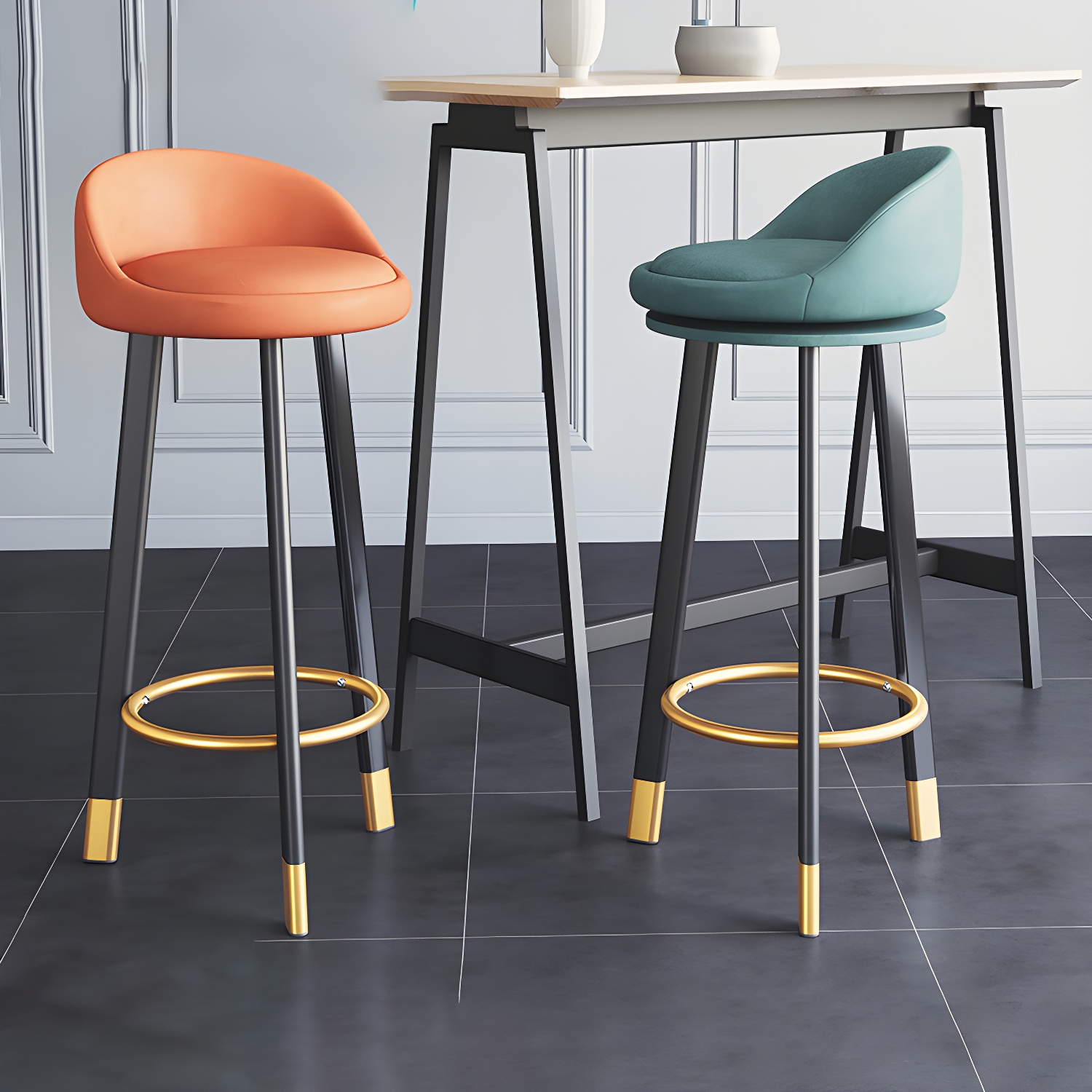 Modern Simple 28-inch Barstool Metal 3 Legs Bar Stool for Indoor, 1 Piece