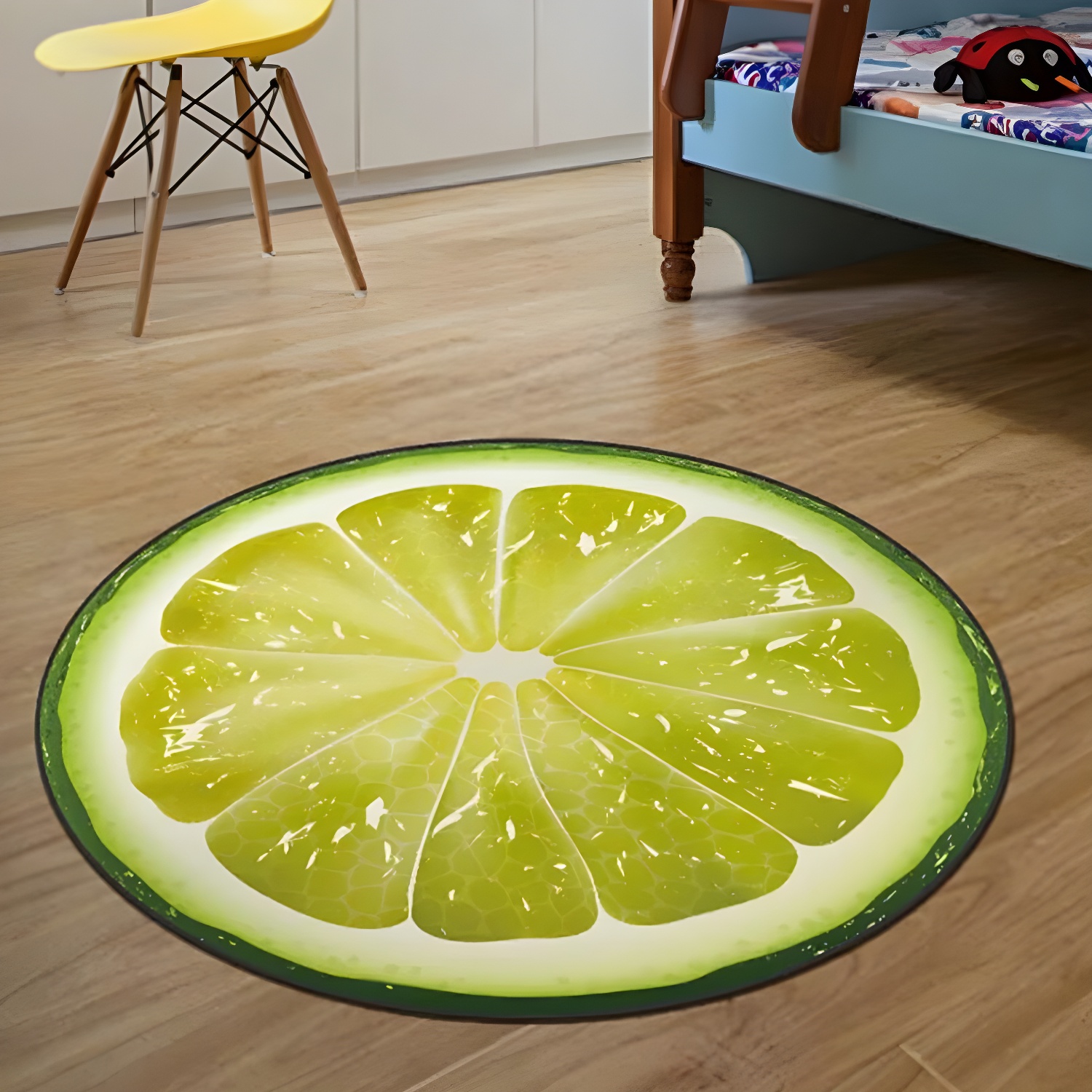 Green Lemon Rug Polyester Funny Rug Stain Resistant Rug for Living Room
