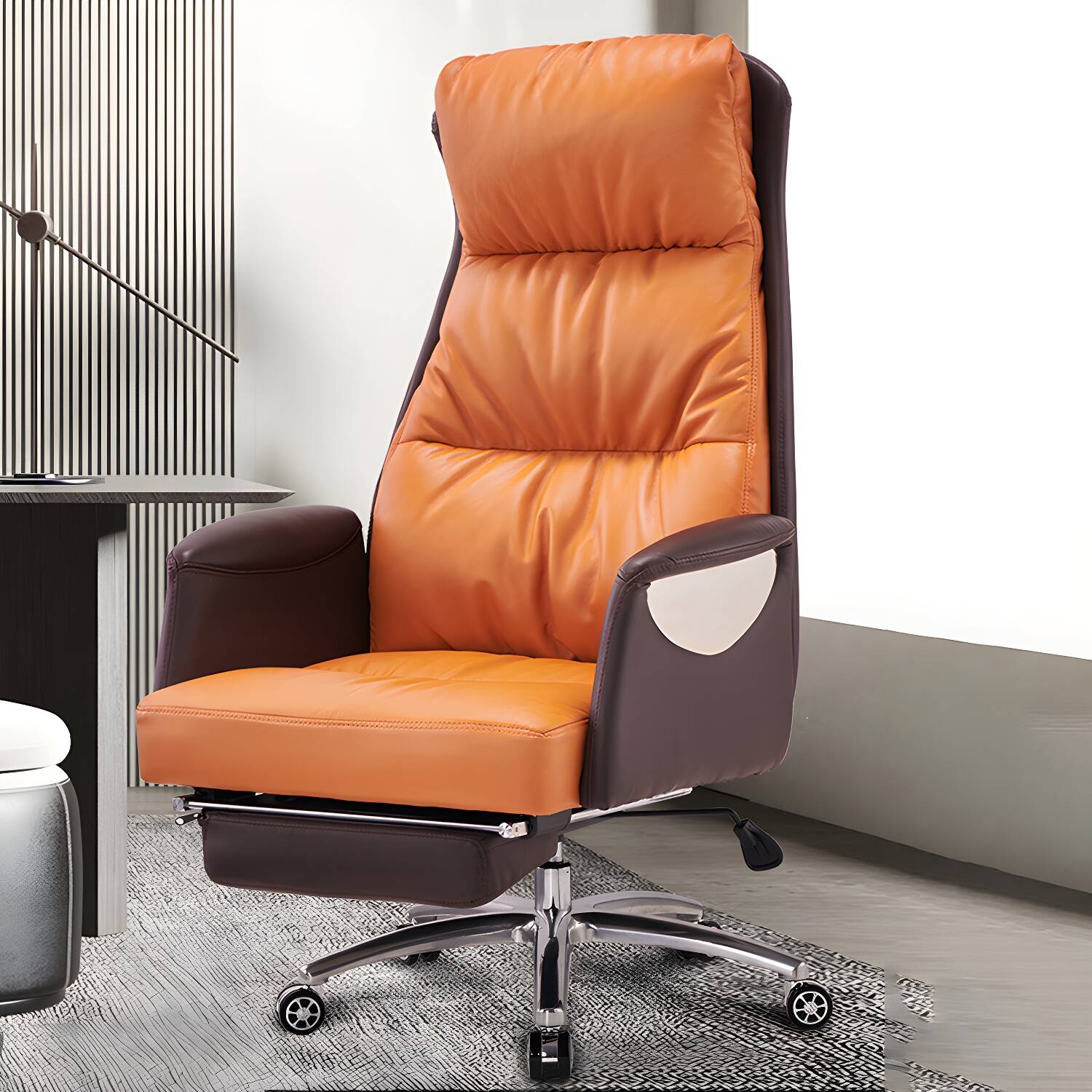 Modern Leather Executive Chair Adjustable High Back Office Chair