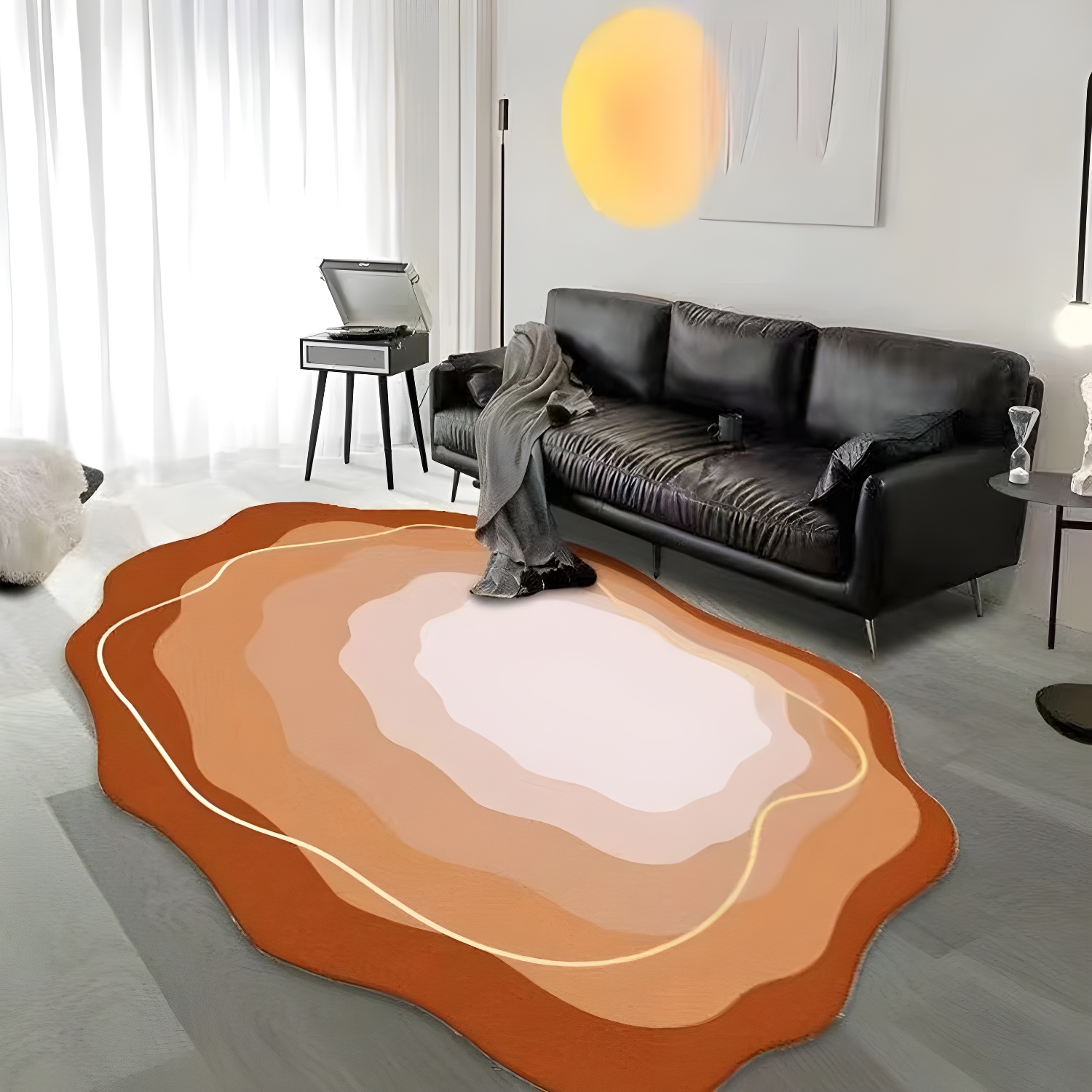 Novelty Irregular Shape Rug Modern Area Rug Polyester Easy Care Carpet for Living Room