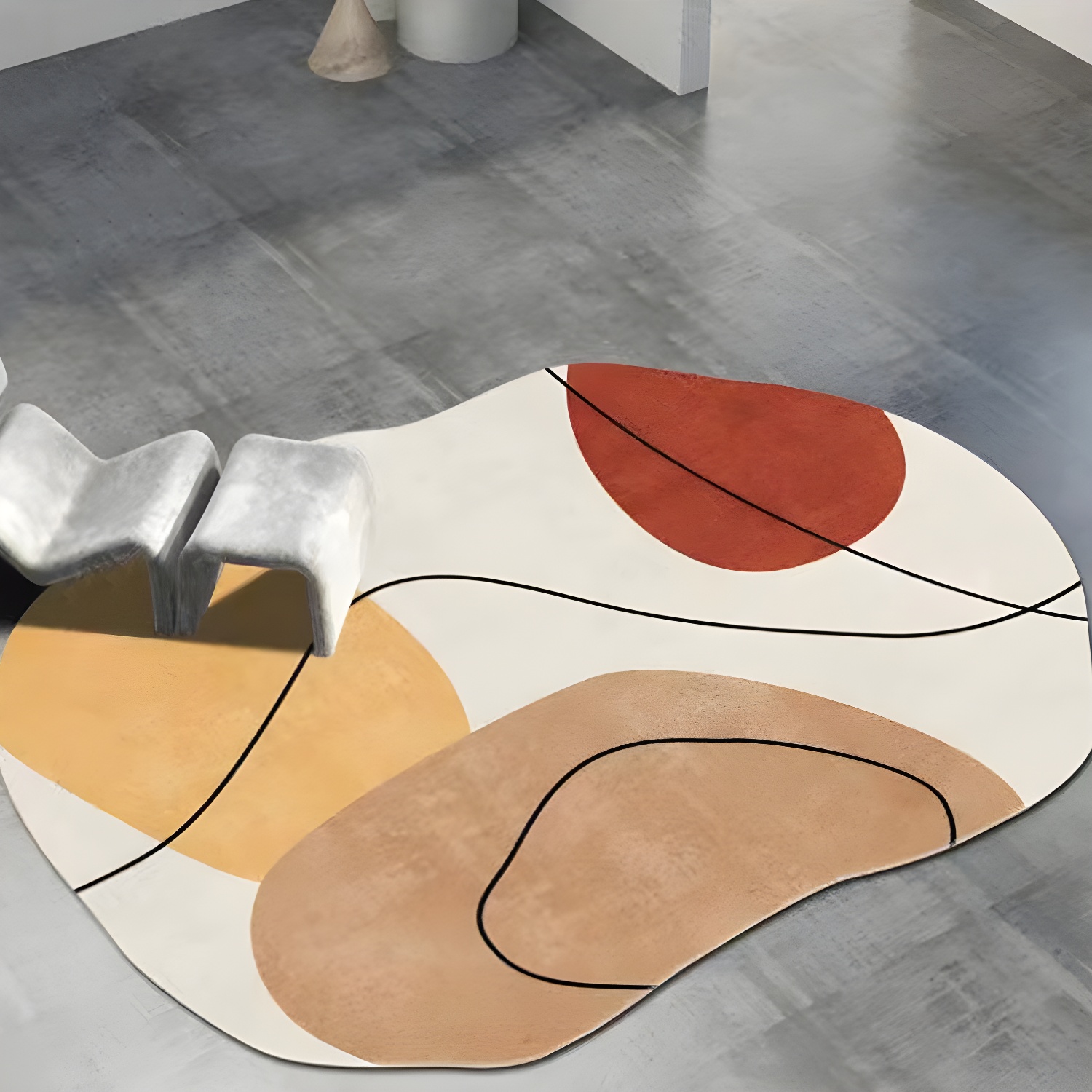 Novelty Irregular Shape Rug Polyester Area Rug Easy Care Carpet for Living Room