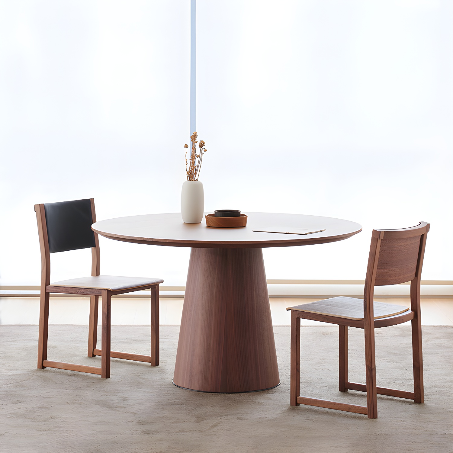 Contemporary Round Dinette Table Solid Wood Pedestal Dining Table