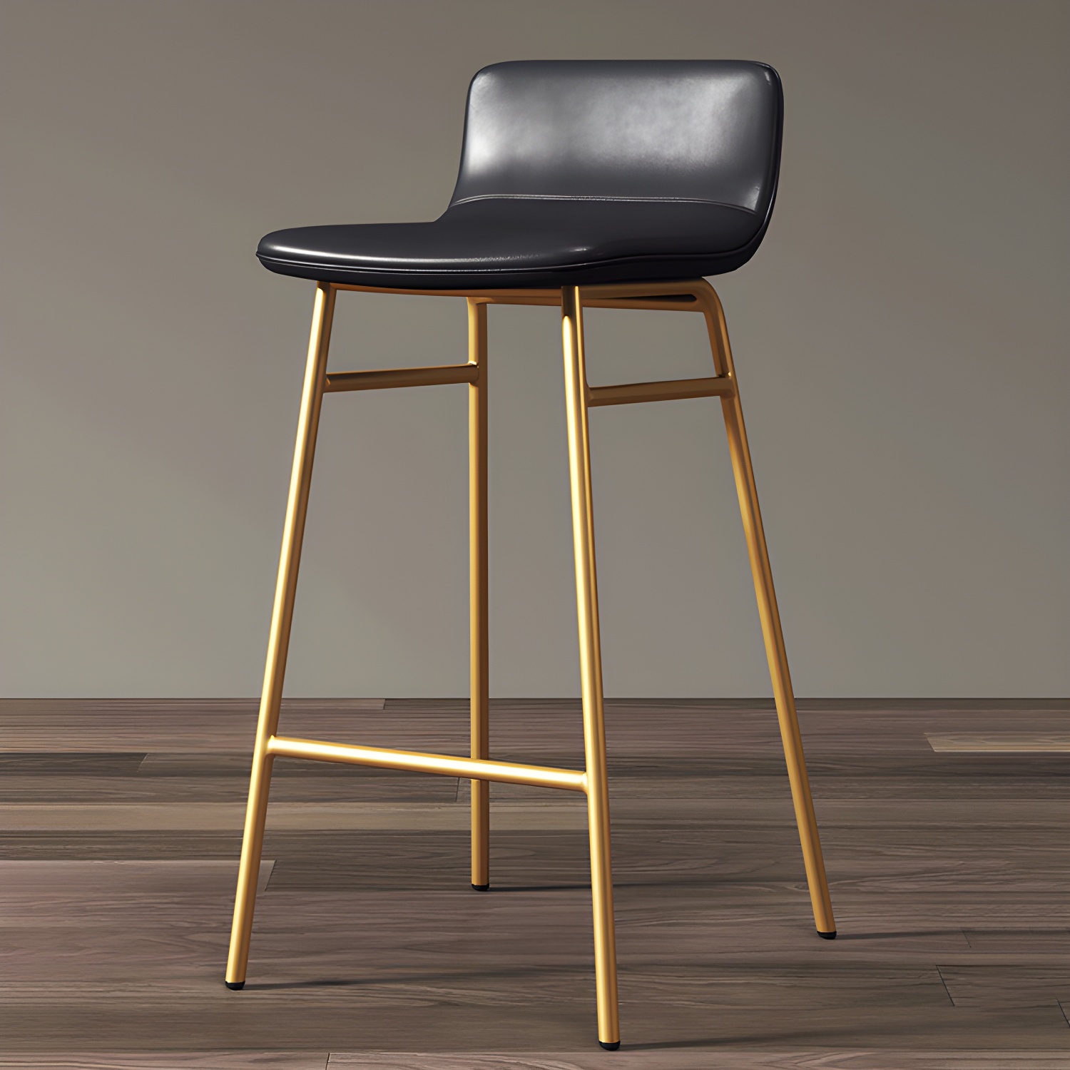Glam Low Back Restaurant Stool Matte Finish Leather Barstool