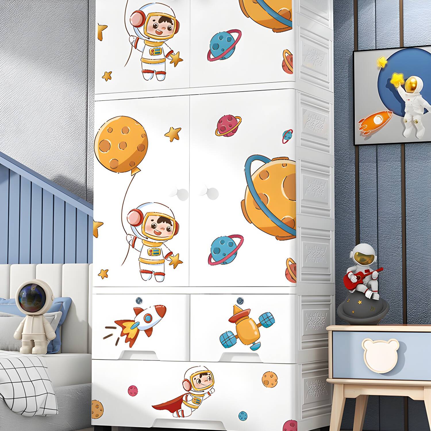 Contemporary Plastic Wardrobe Adjustable Shelves Wardrobe Closet for Bedroom