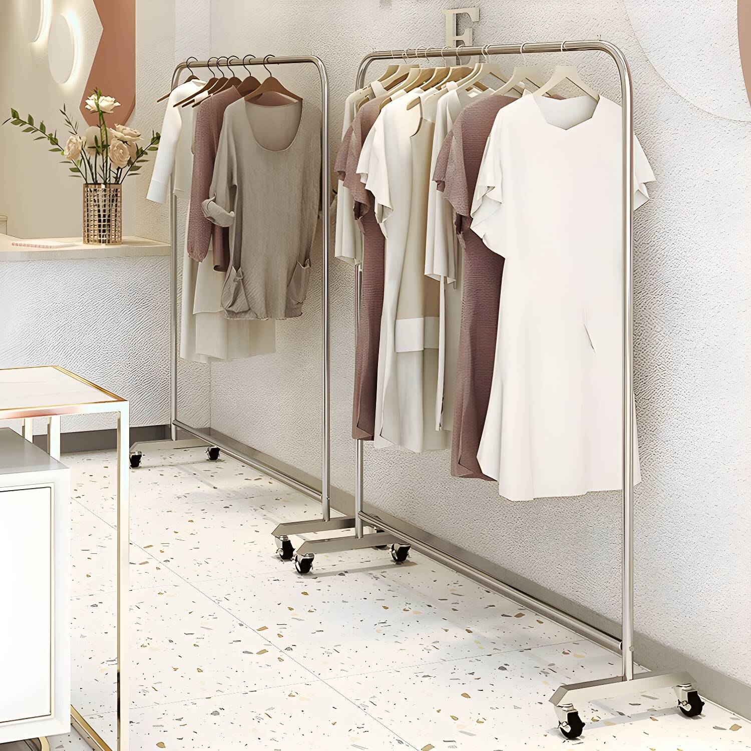 Metal Industrial Coat Hanger Hanging Rail Entryway Kit Coat Rack