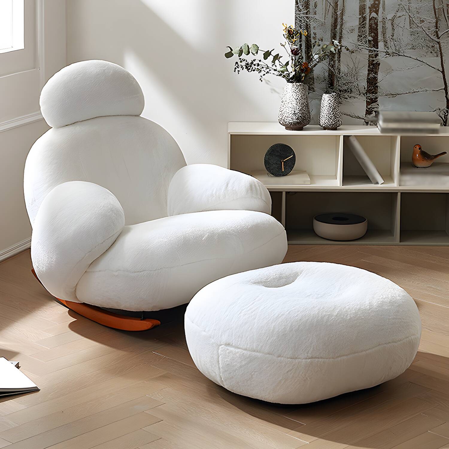 Velvet Upholstered Rocking Chair Modern Style Rocking Accent Chair