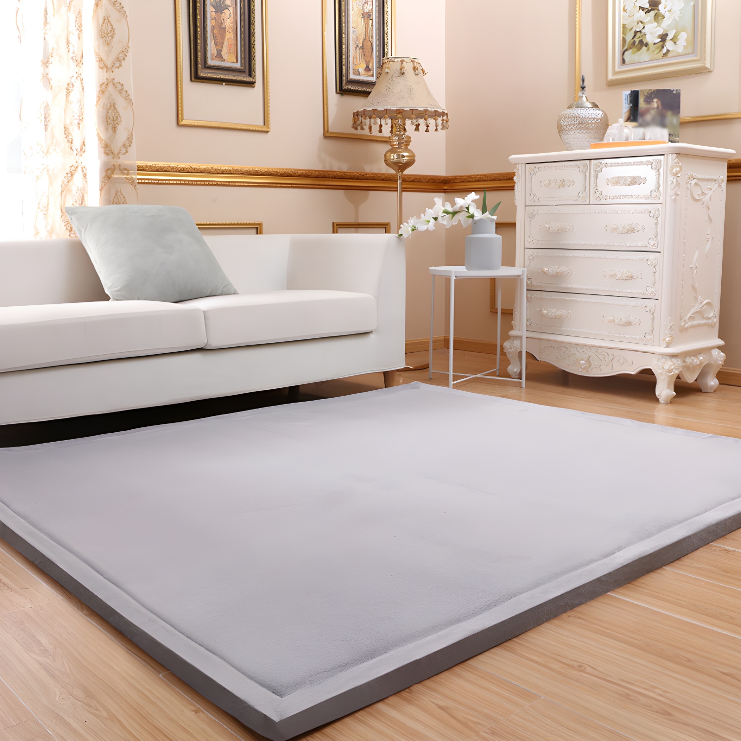 Modern Solid Colour Carpet Polyester Carpet Non-Slip Backing Area Rug for Living Room