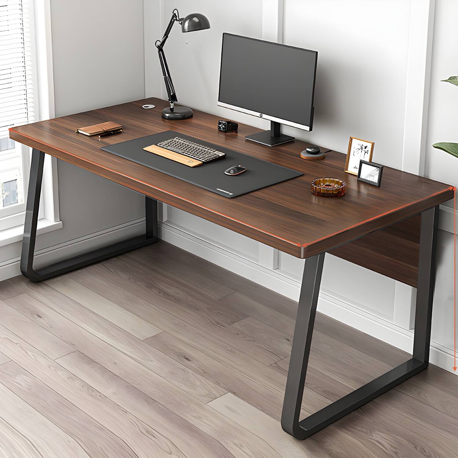 Modern Office Desk Rectangle Solid Wood Task Desk with 4 Legs