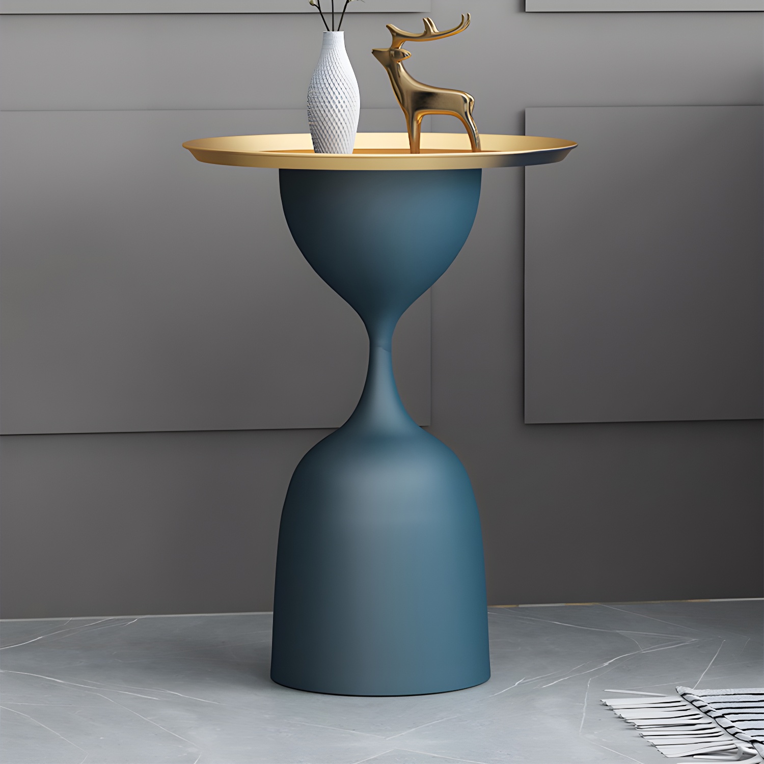 11.8" inch Wide Mid-Century Sofa Side Accent Table Metal Pedestal End Table