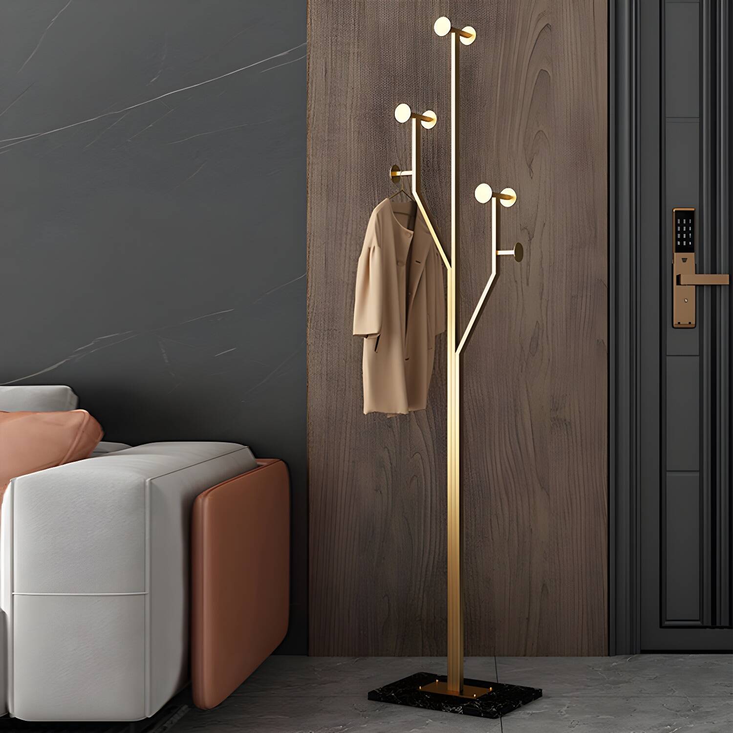 Glam Metallic Hall Tree Hooks Design Coat Rack for Living Room