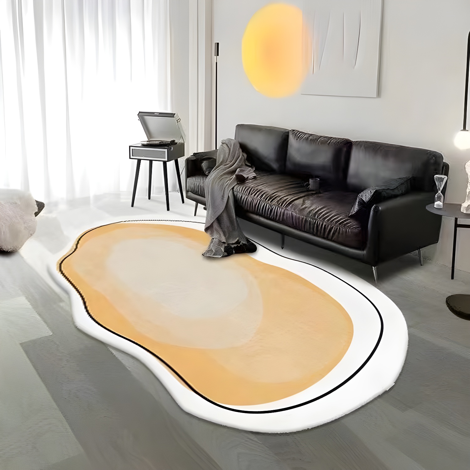 Minimalism Rug Irregular Shape Stain Resistant Rug for Home Decor