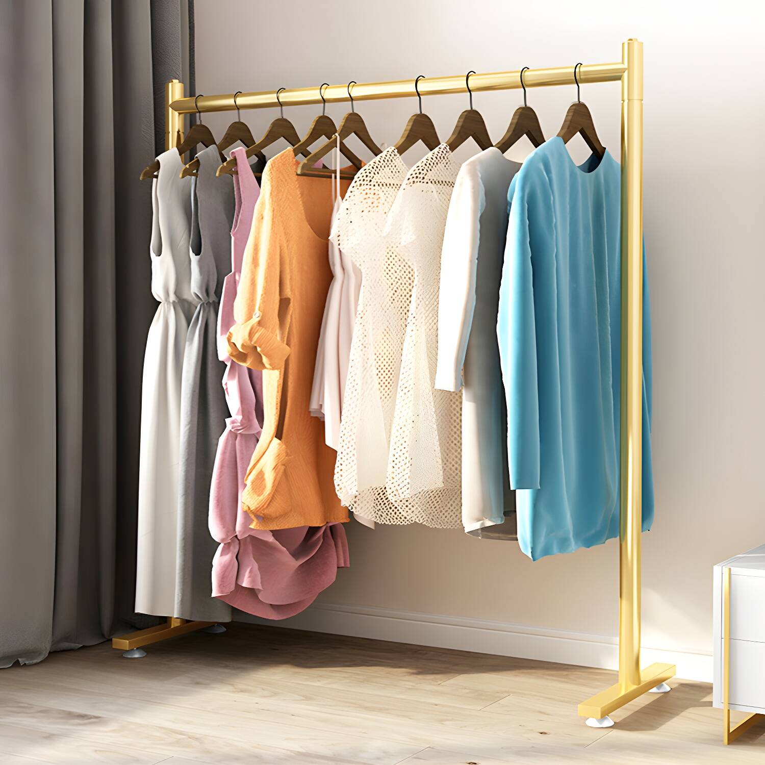 Contemporary Coat Rack Solid Colour Metal Clothes Hanger for Bedroom