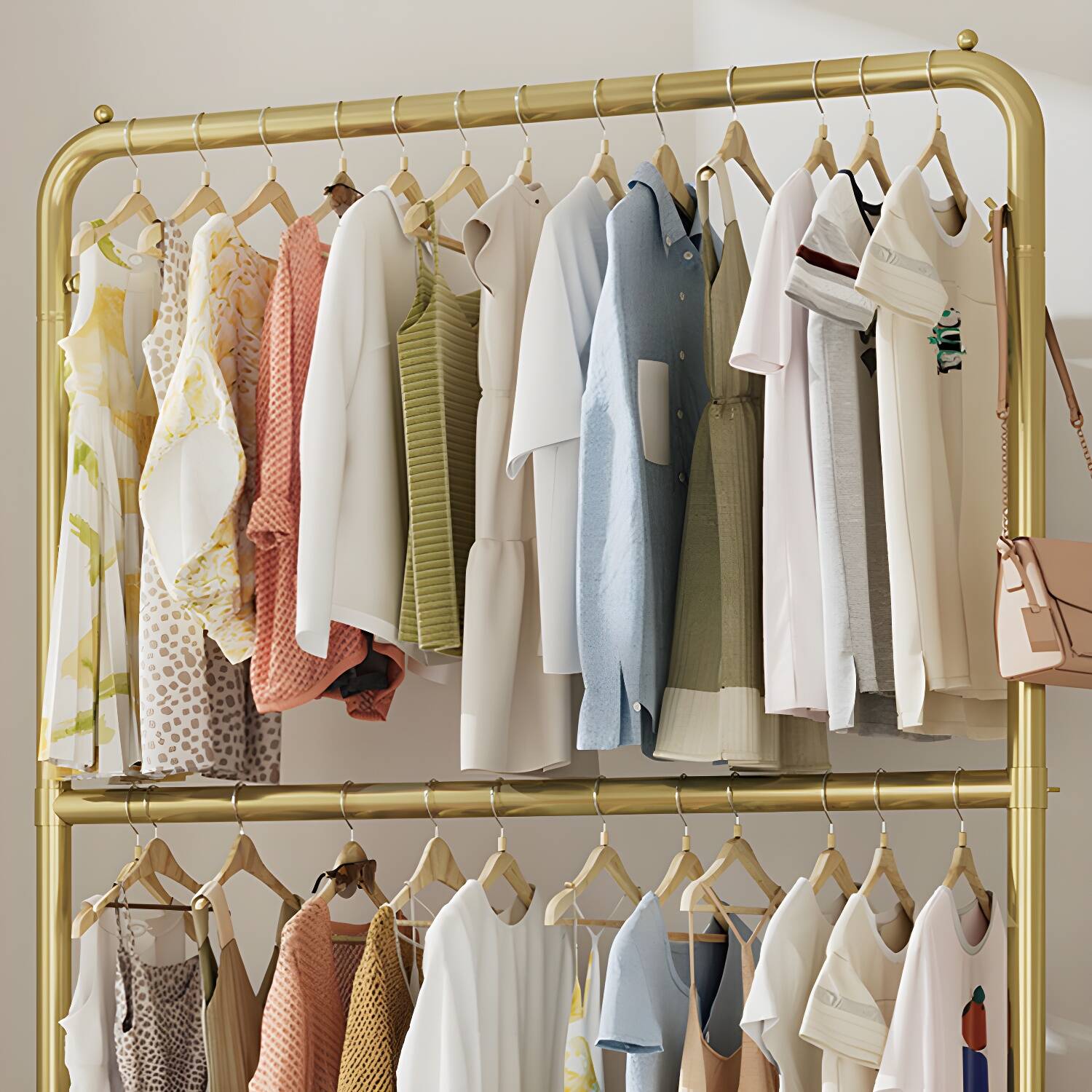 Glam Coat Hanger Metal Framed 2 Hanging Rails Entry Hall Tree