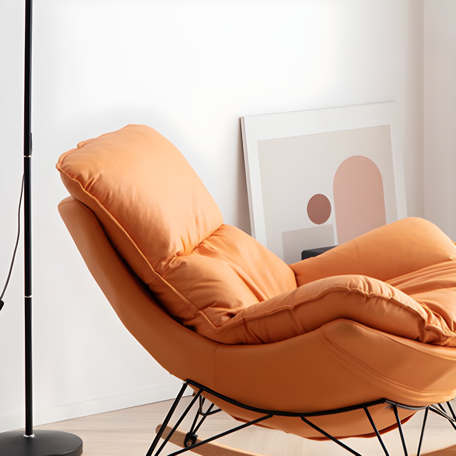 Upholstered Rocker Chair Living Room Rocking Chair with Padded Seat