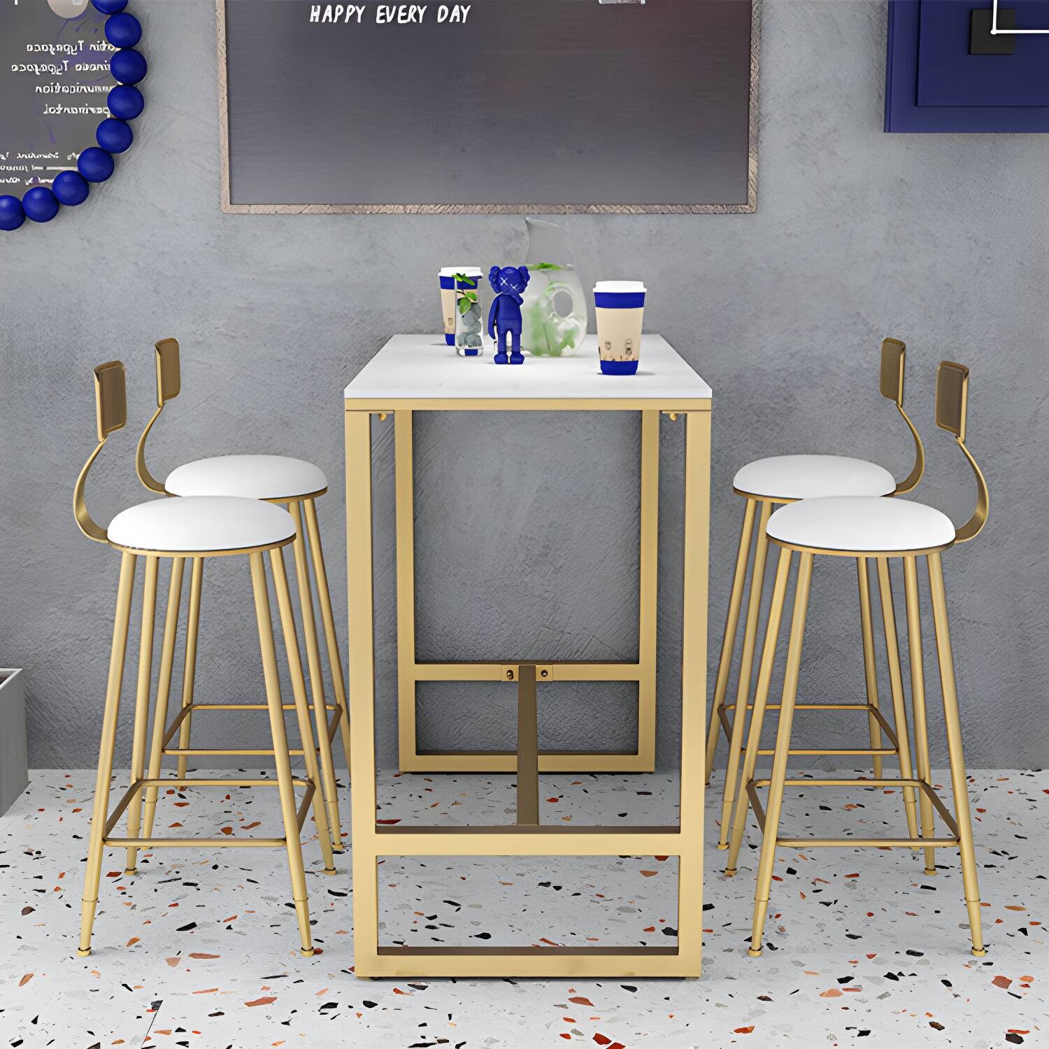 Contemporary Bar Table Metal Trestle Base Bar Table for Indoor