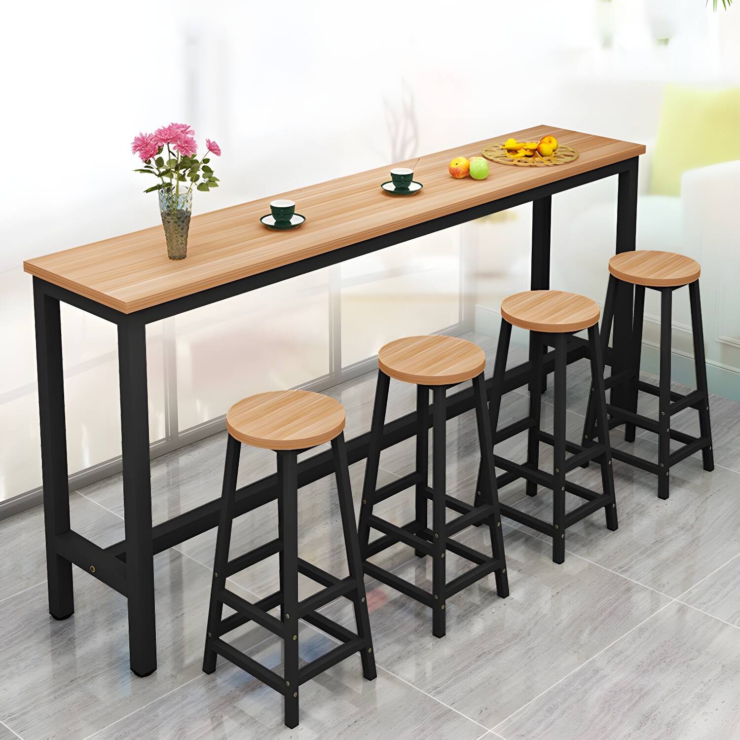 Modern Bar Table Rectangle Dining Table for Kitchen Living Room