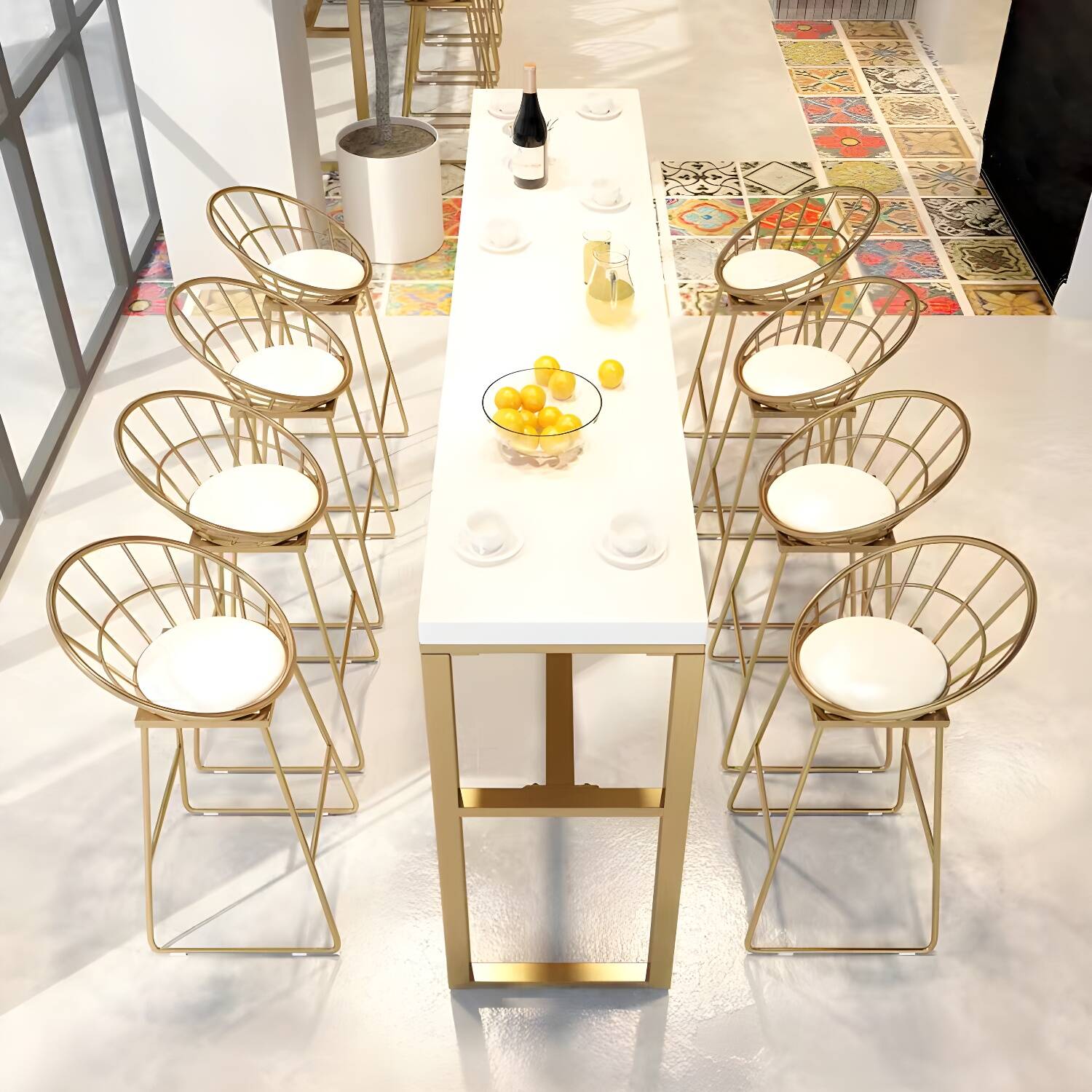 Glam Pub Table Bar Height Rectangle Bar Table for Indoor Use