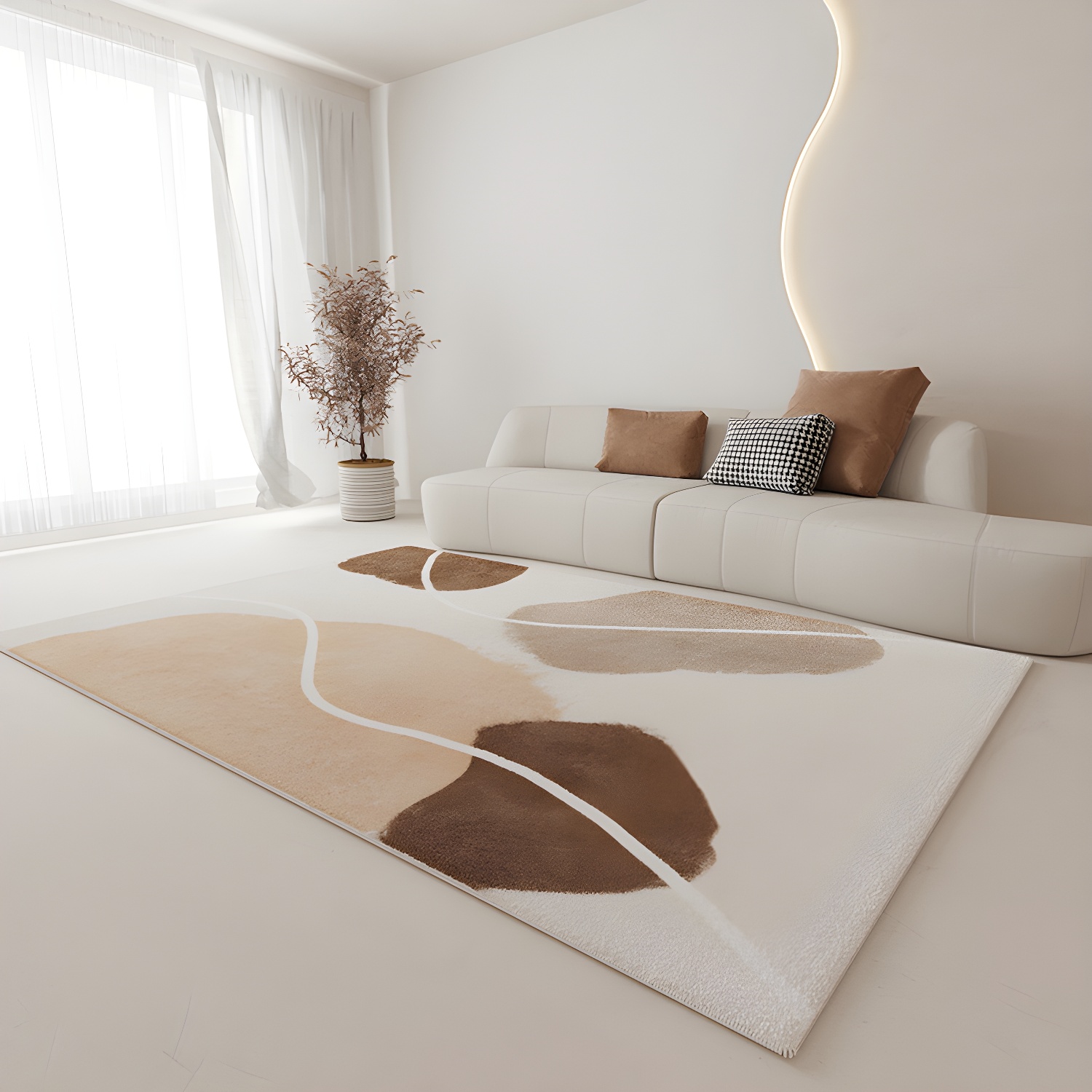Simple White Carpet Polyester Colour Block Carpet Washable Carpet for Home Decor