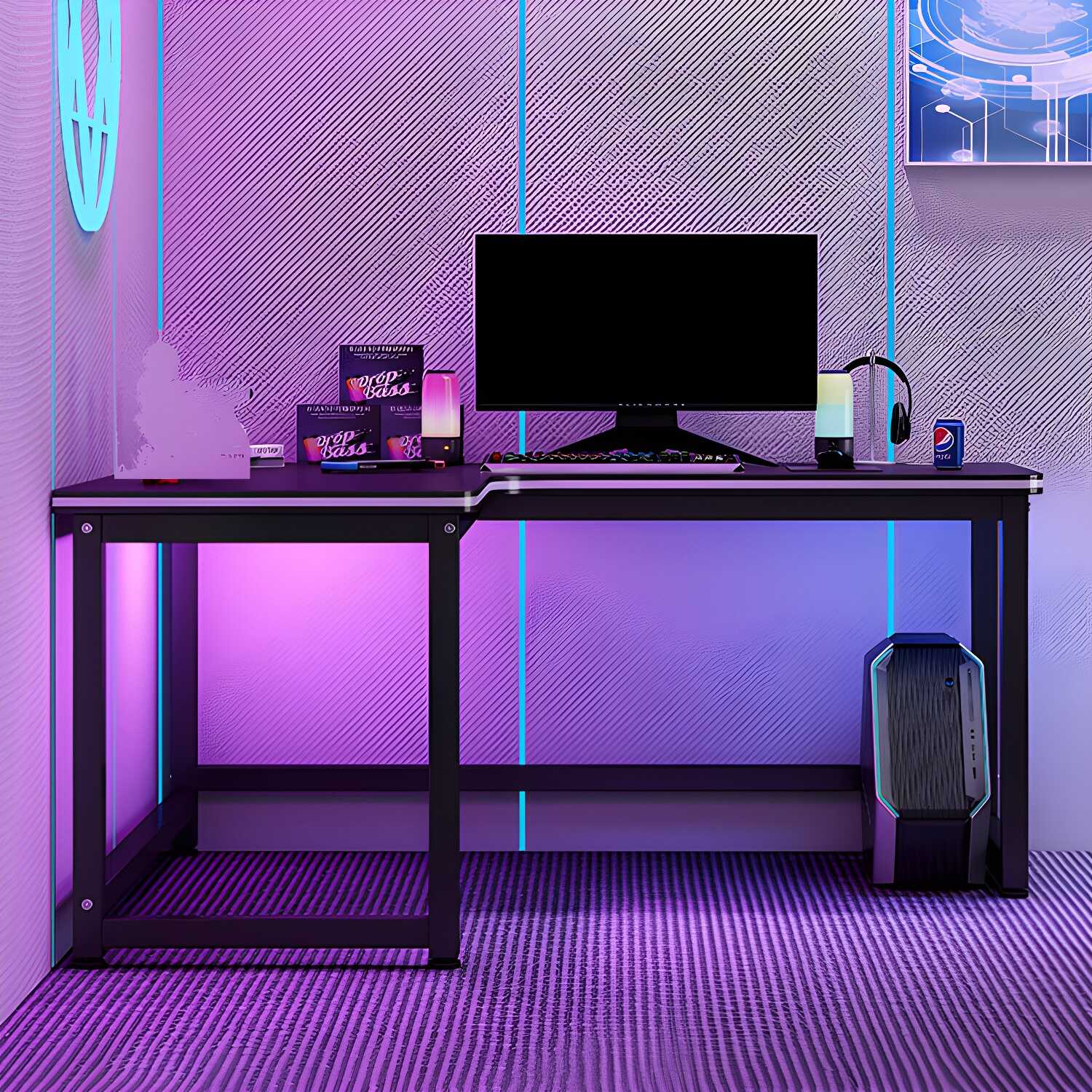 Modern & Contemporary Black Office Desk L-Shape Writing Desk