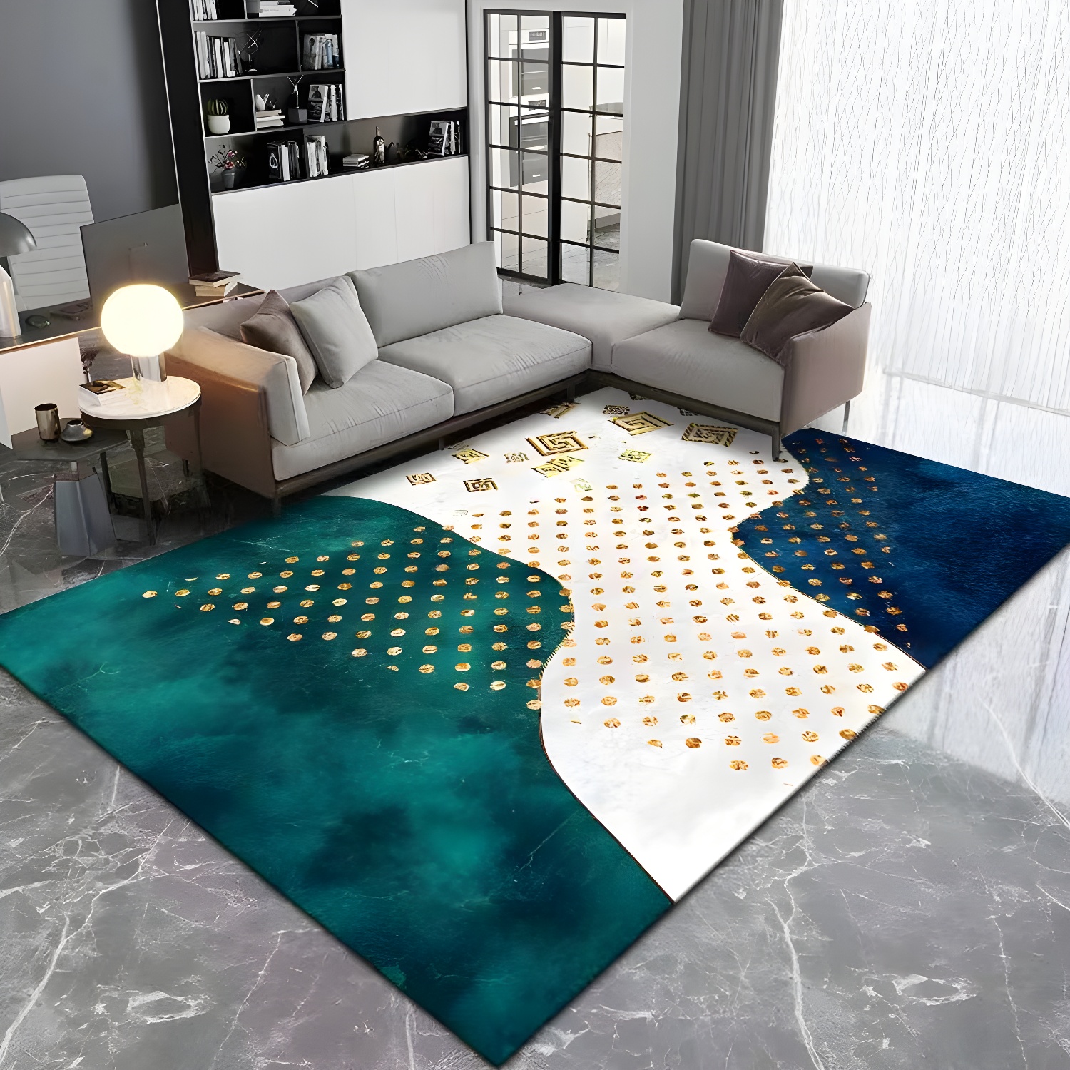 Magnificent Atrovirens Rug Polyester Graphic Rug Tear Resistant Rug for Drawing Room