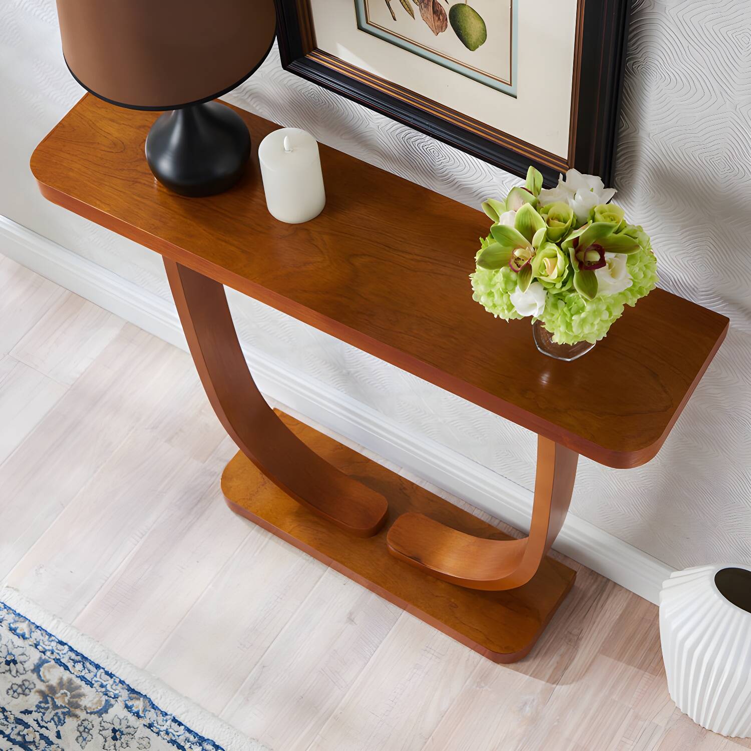 Solid Wood 31.5" Tall Console Table 1-shelf Accent Table for Hall