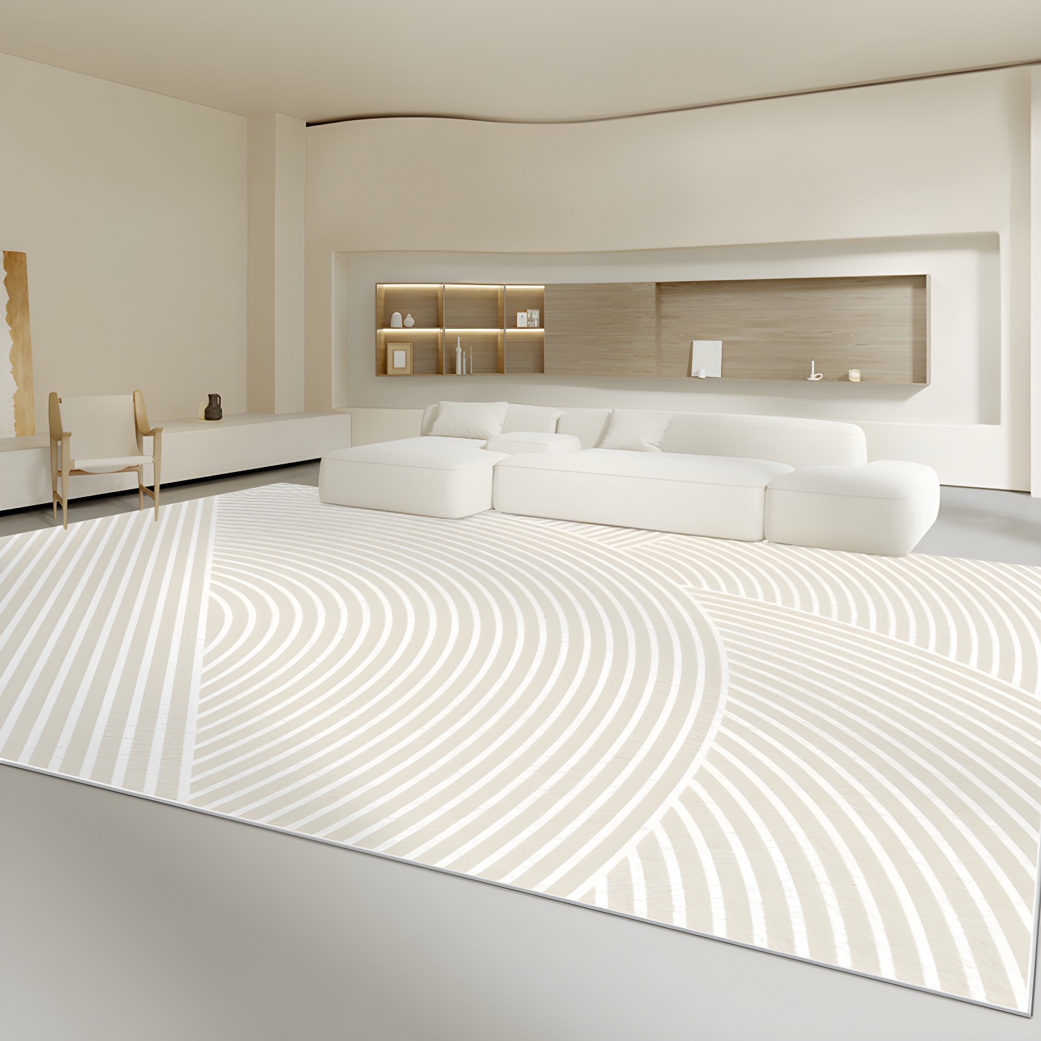 Light Grey Modern Carpet Line Polyester Carpet Stain Resistant Carpet for Home Decor