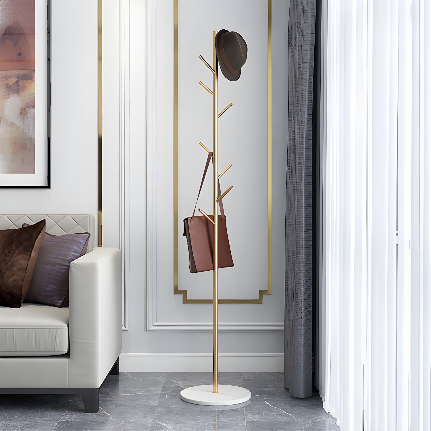 Free Standing Hall Stand Indoor Glam Metal Hall Stand with Hooks