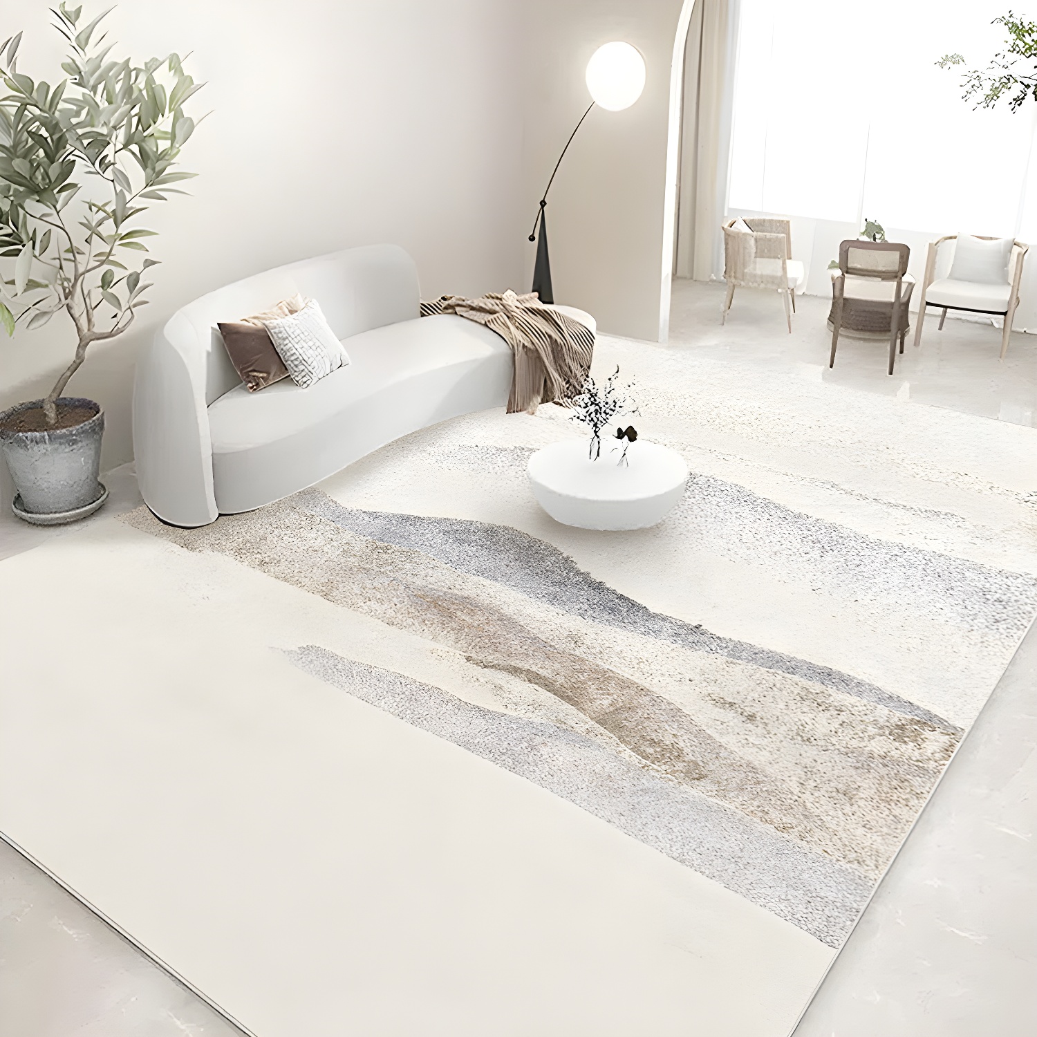 Light Brown Modern Carpet Graphic Polyester Carpet Tear Resistant Carpet for Living Room