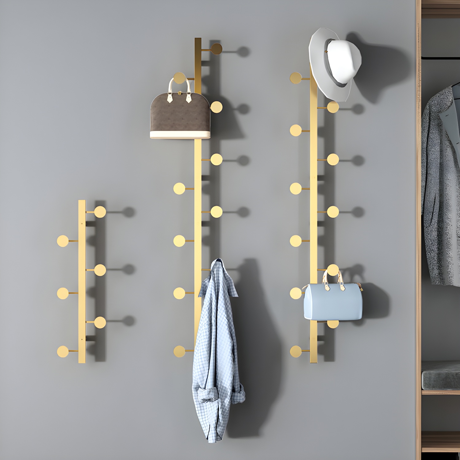 Modern Steel Wall Mounted Coat Rack 27.56" L 6 Hooks Coat Hanger